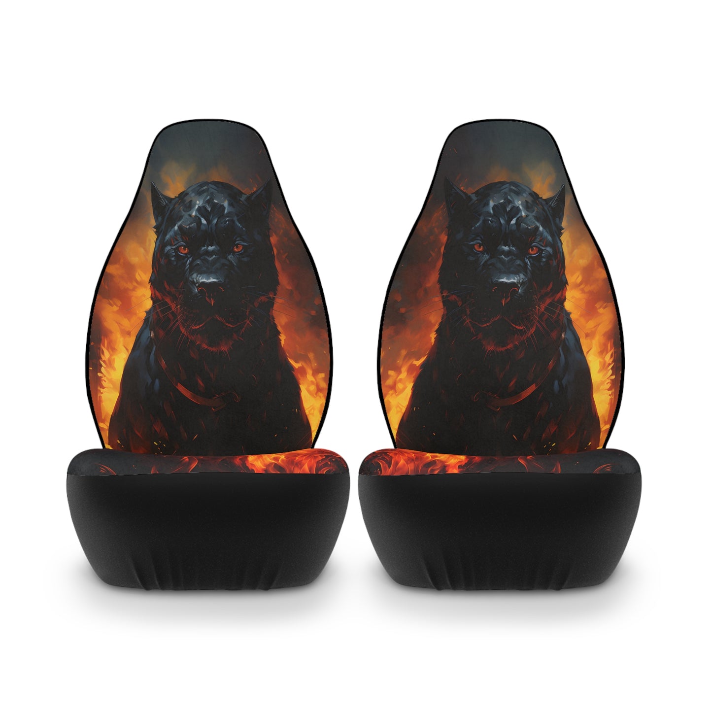 Black Jaguar and Flames Car Seat Cover