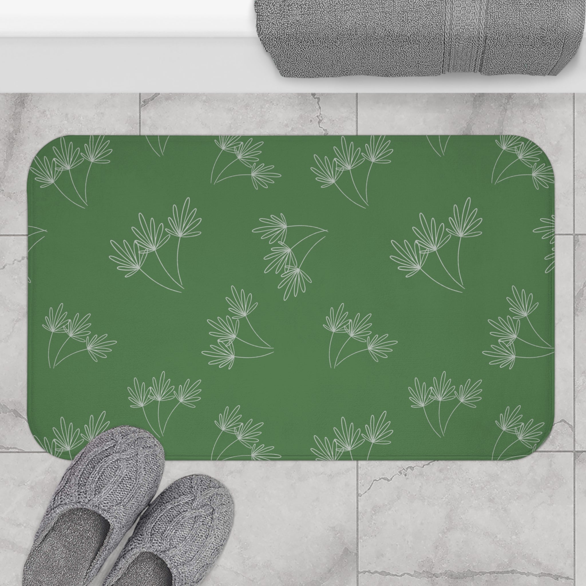 Leafy Whimsy Bath Mat – Green