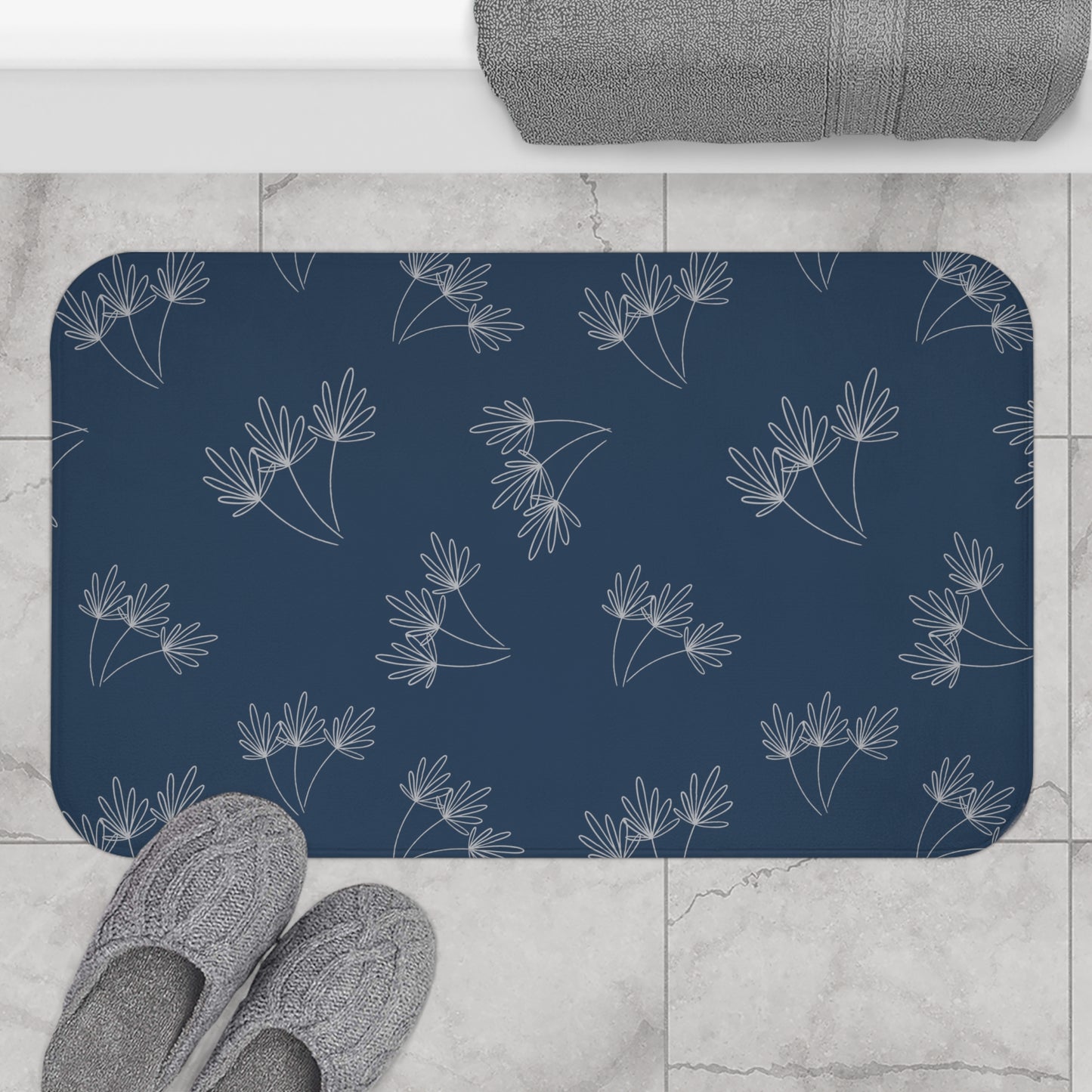 Leafy Whimsy Bath Mat - Blue