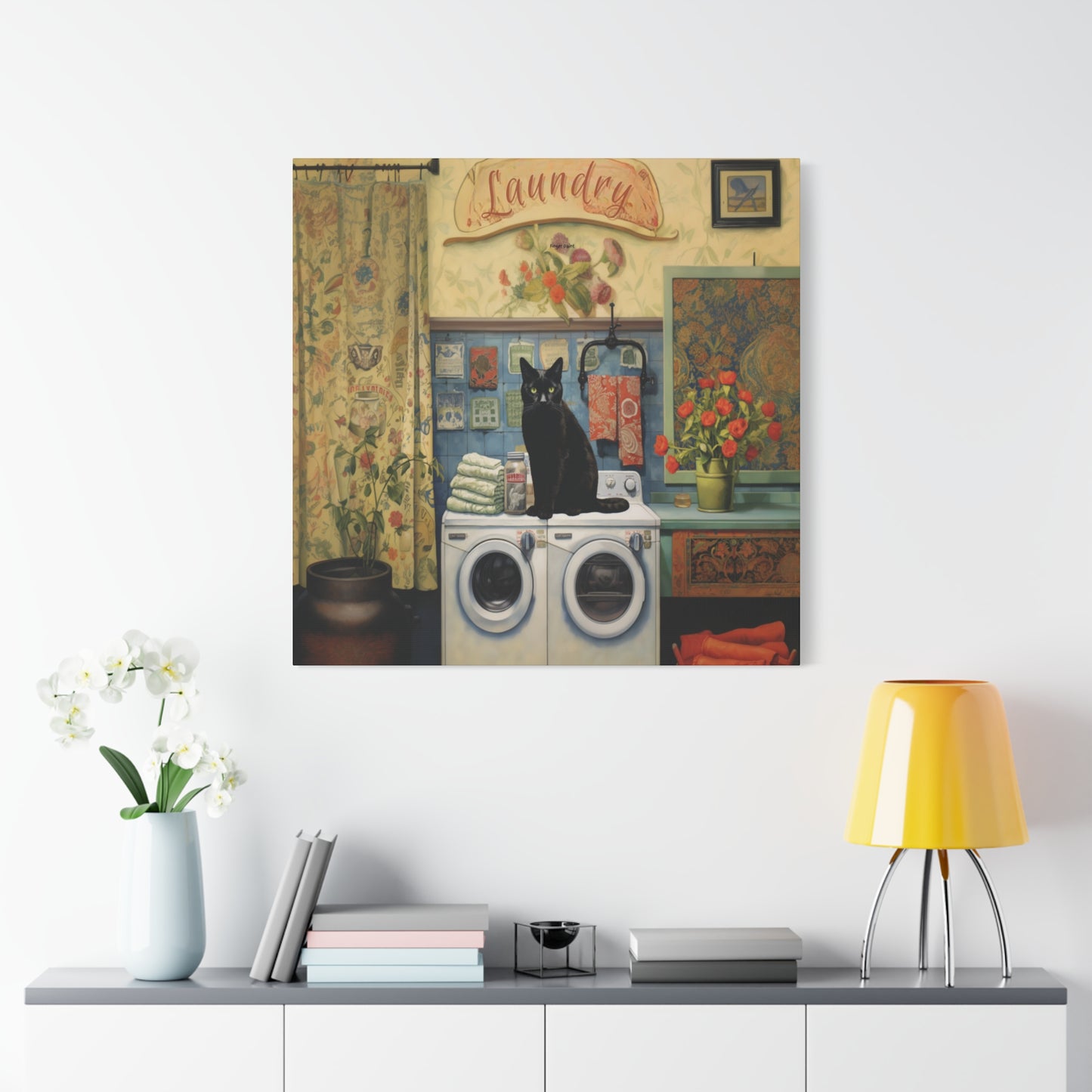 Black Cat Laundry Canvas