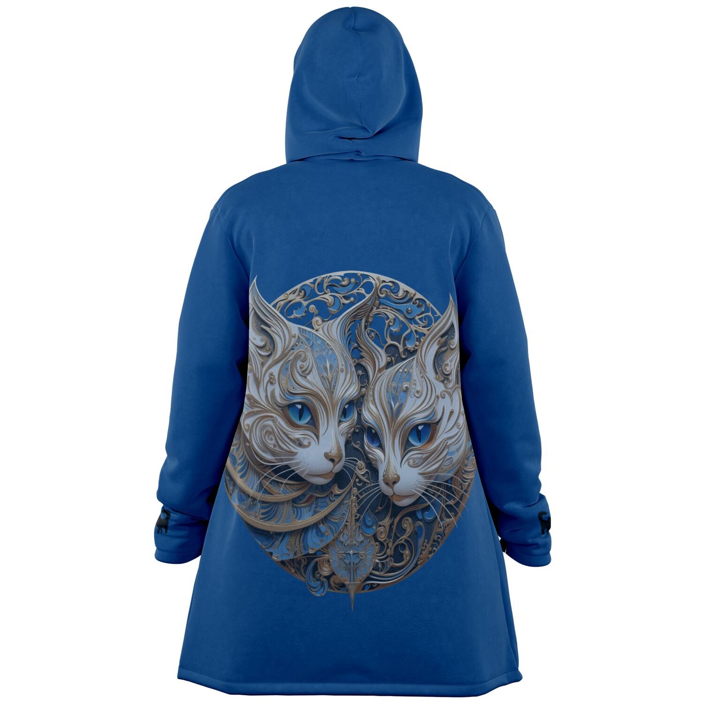 Cats in Gold and Blue - Fleece Lined Cloak