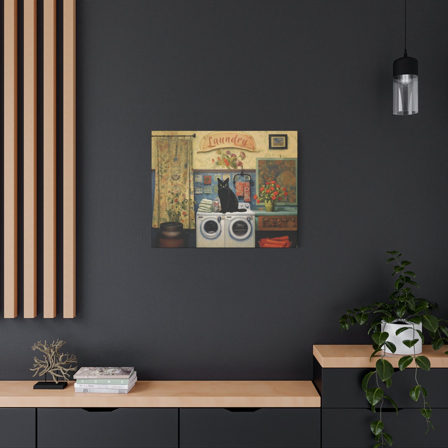 Black Cat Laundry Canvas