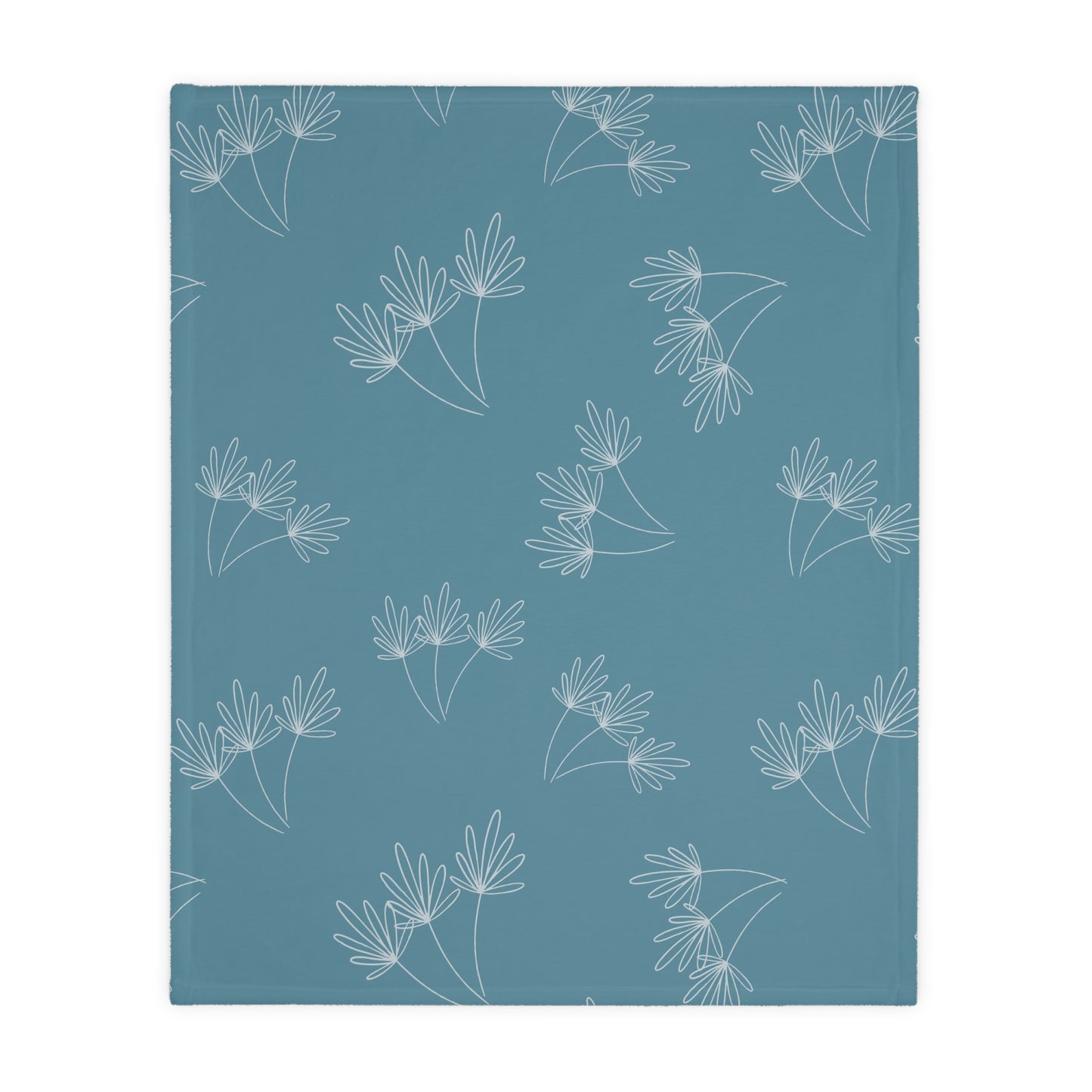 Cats and Flowers/Leafy Whimsy Blanket – Light Blue