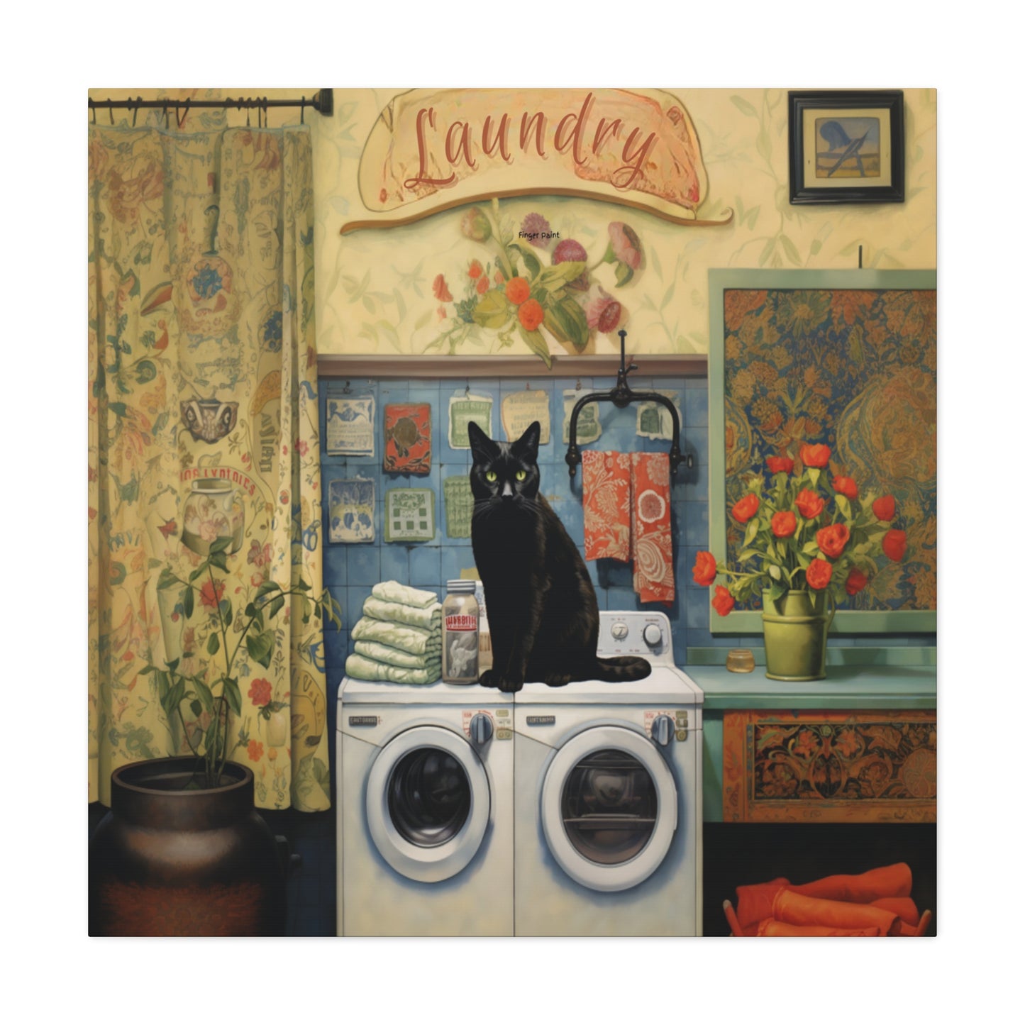 Black Cat Laundry Canvas