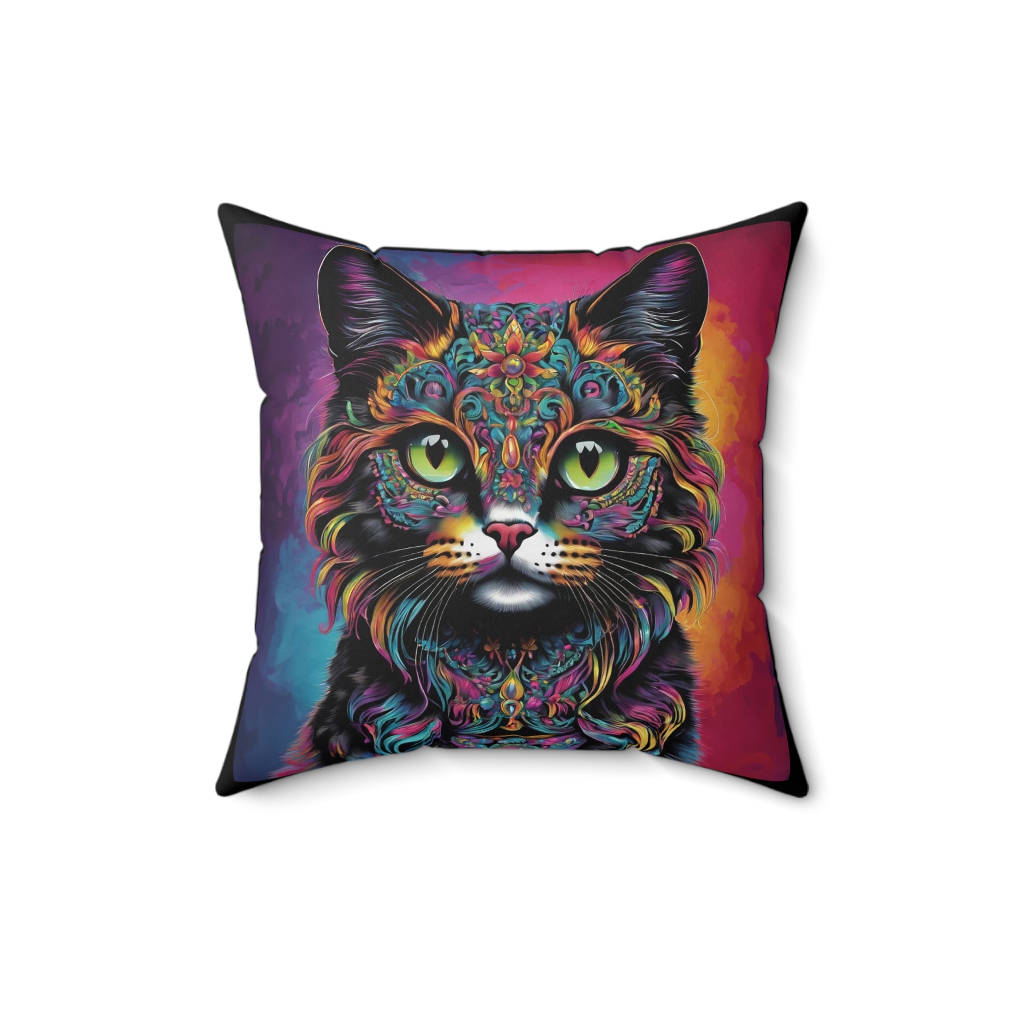 Psychedelic Cat  - Throw Pillow