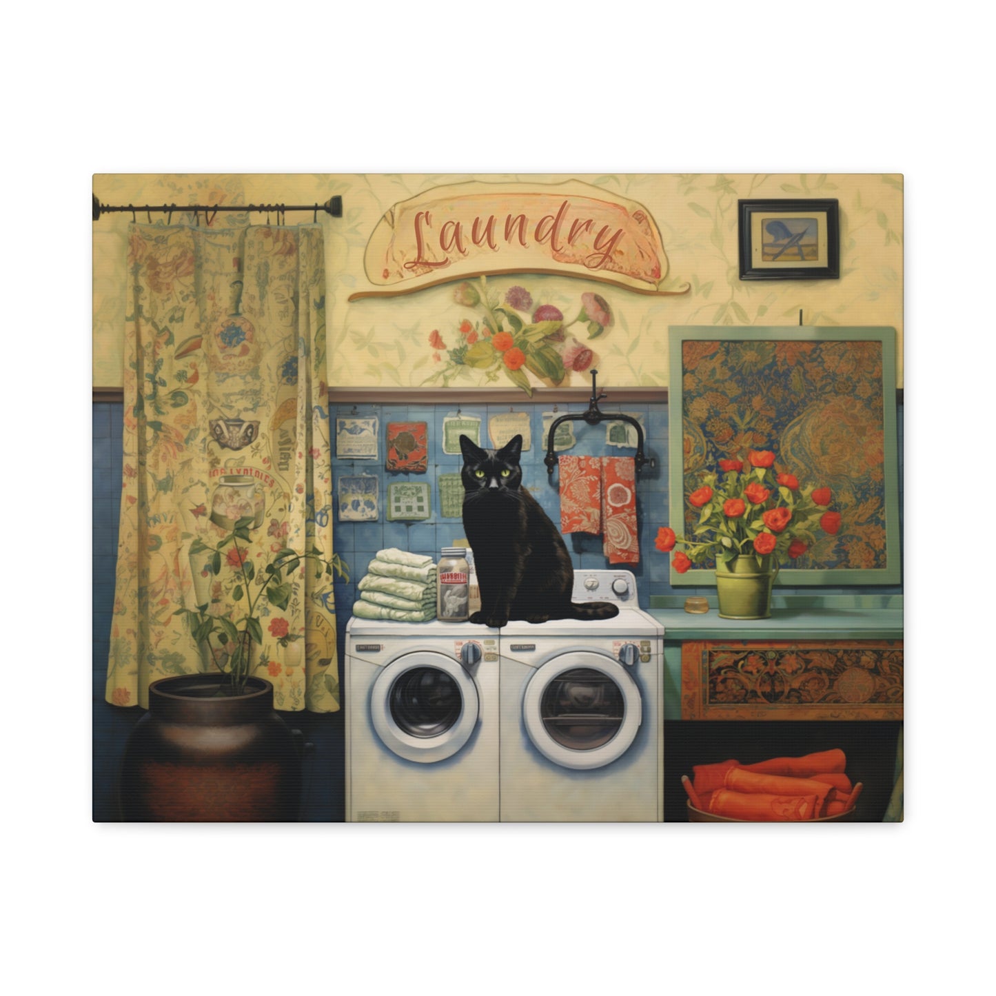 Black Cat Laundry Canvas