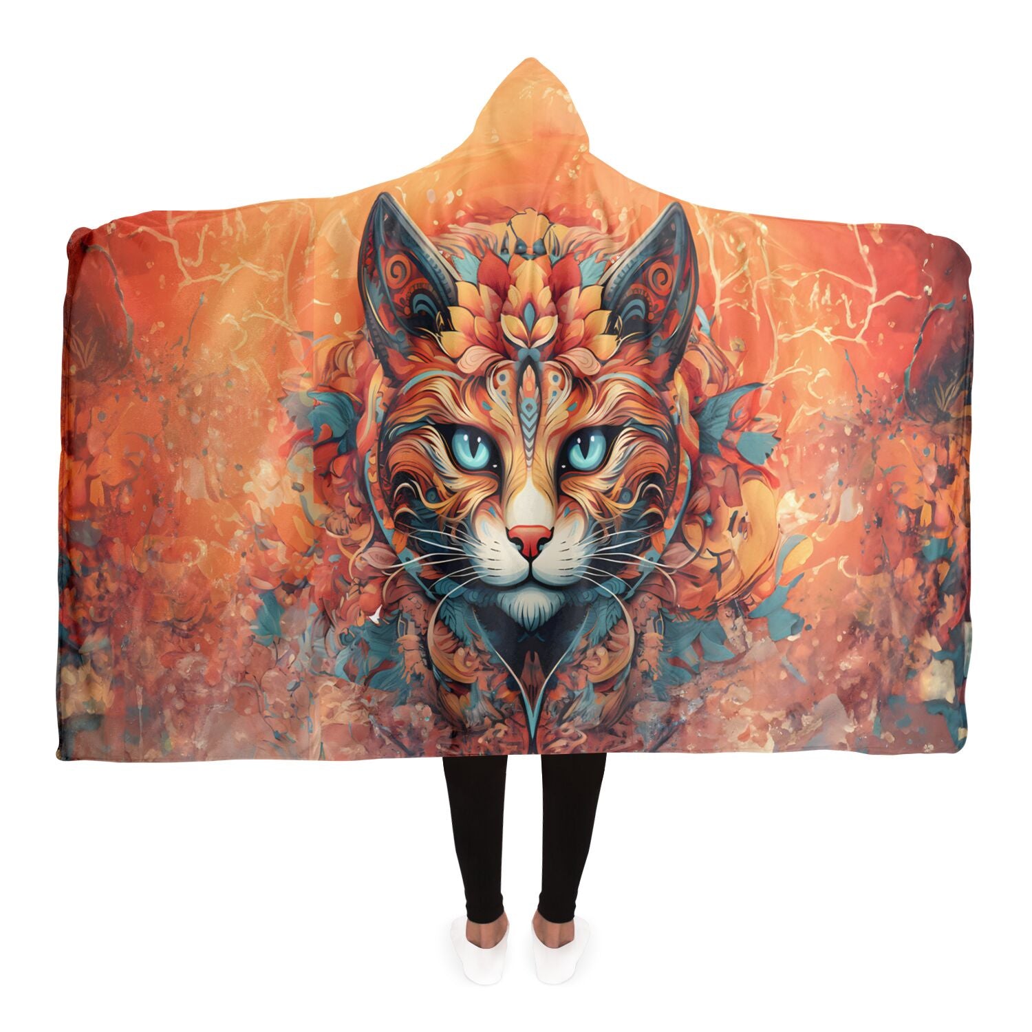 Mystical Orange Cat - Hooded Blanket