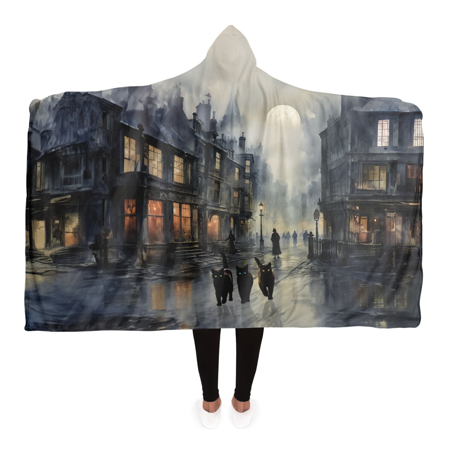 Cats in London Fog - Hooded Blanket