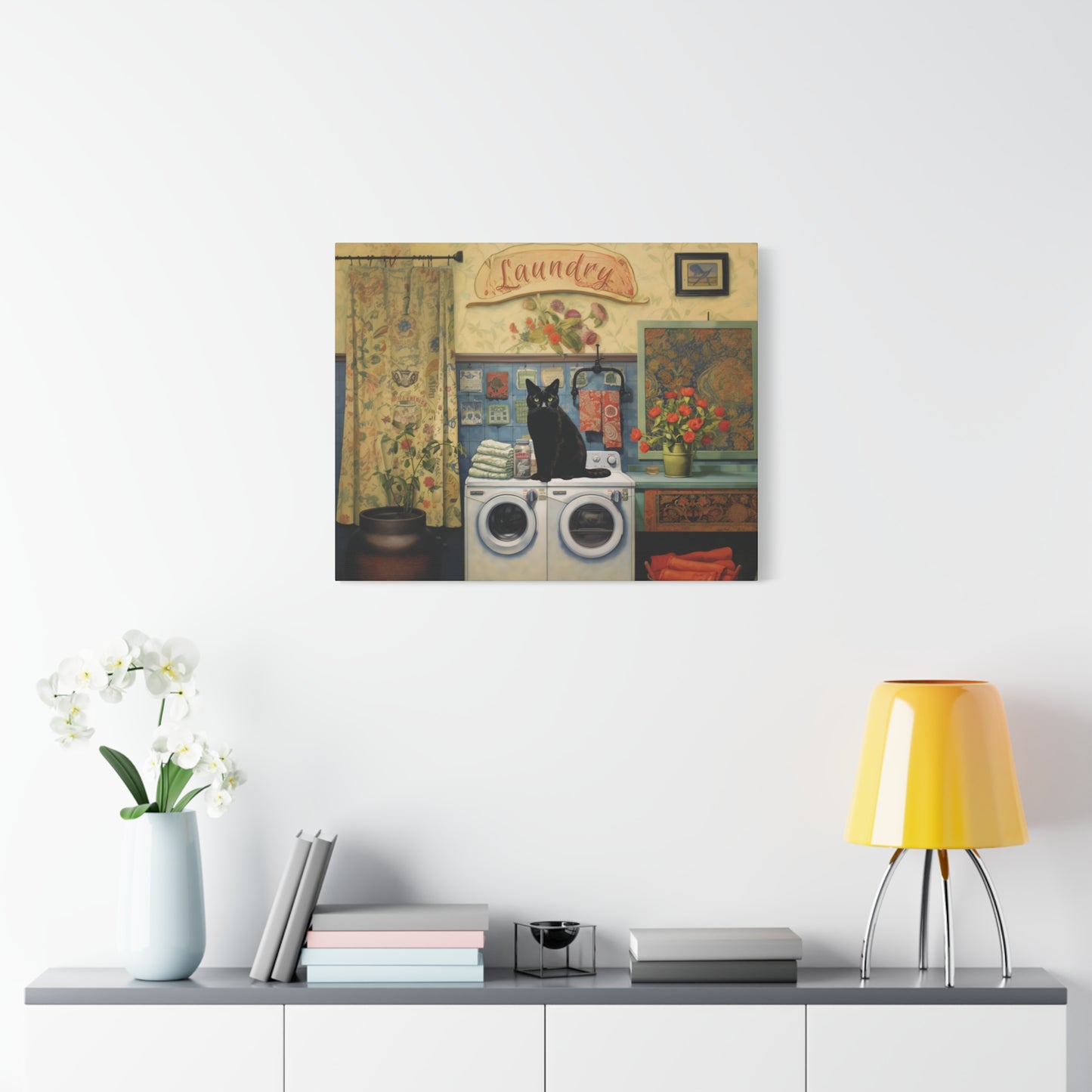 Black Cat Laundry Canvas