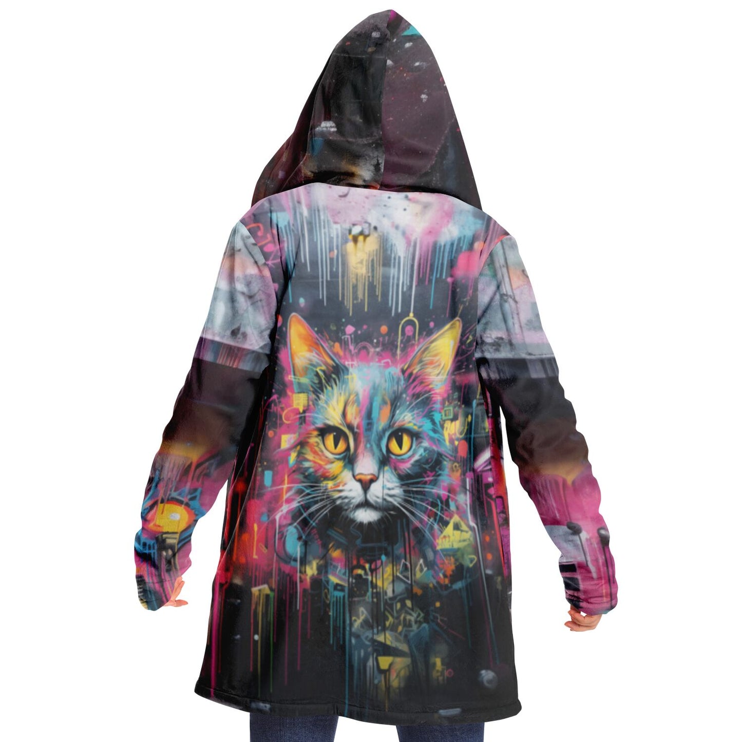 Urban Graffiti Cat - Fleeced Lined Cloak