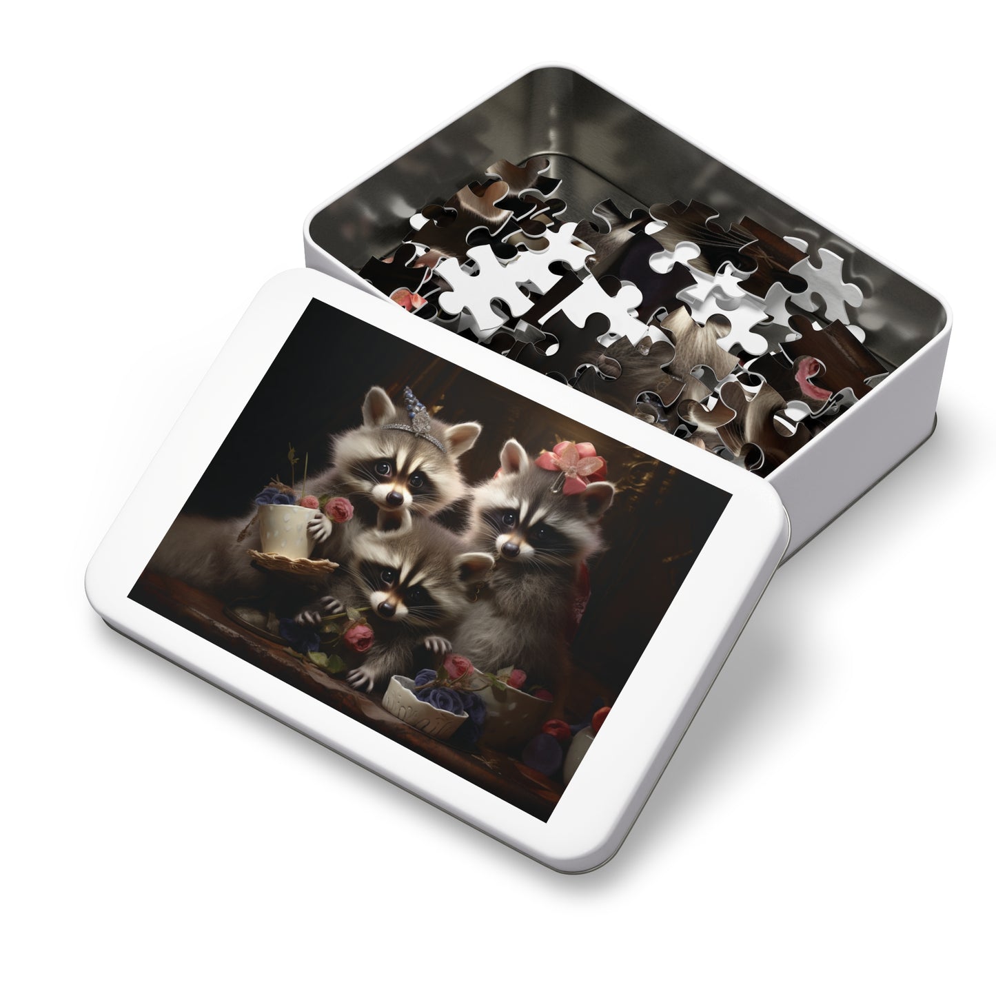 Three Raccoons at Tea - Children's Jigsaw Puzzle (30 or 110 Piece)