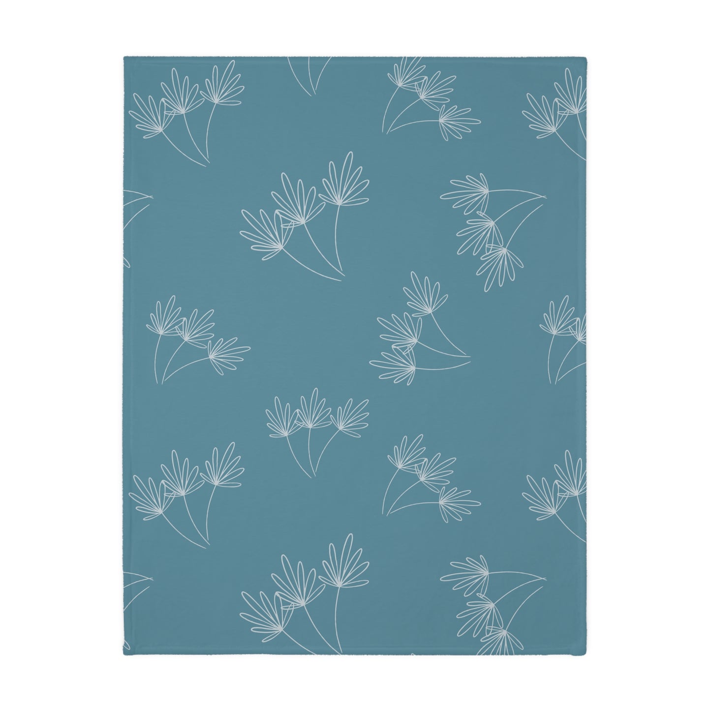 Cats and Flowers/Leafy Whimsy Blanket – Light Blue