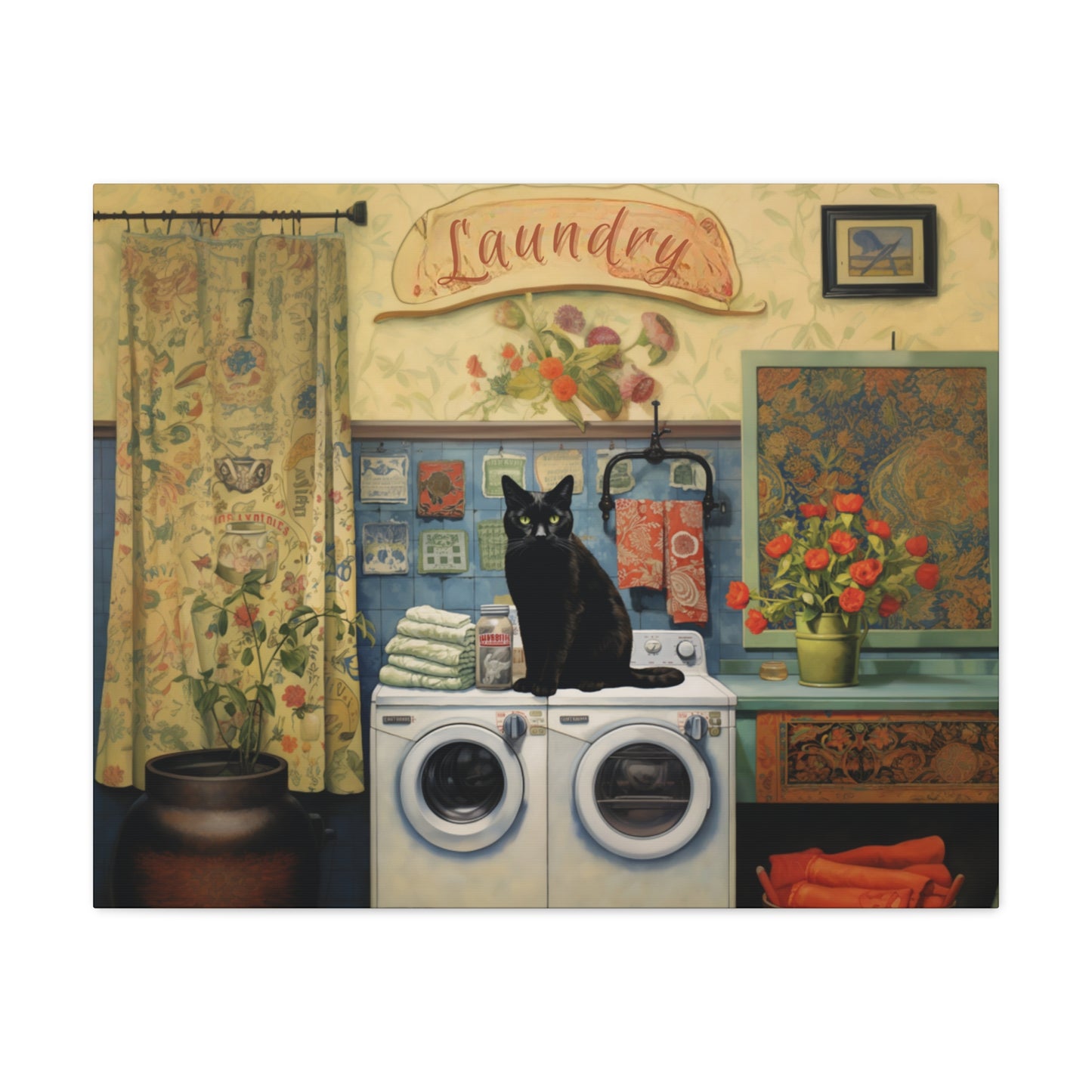 Black Cat Laundry Canvas