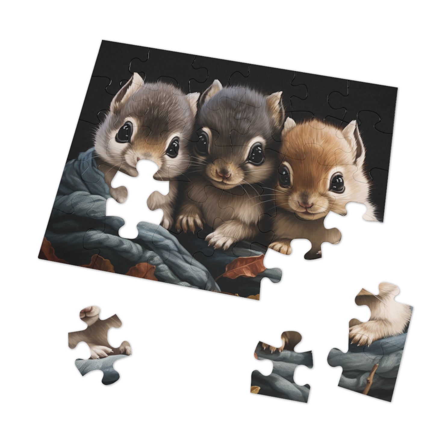 Three Baby Squirrels - Children's Jigsaw Puzzle (30 or 110 Piece)