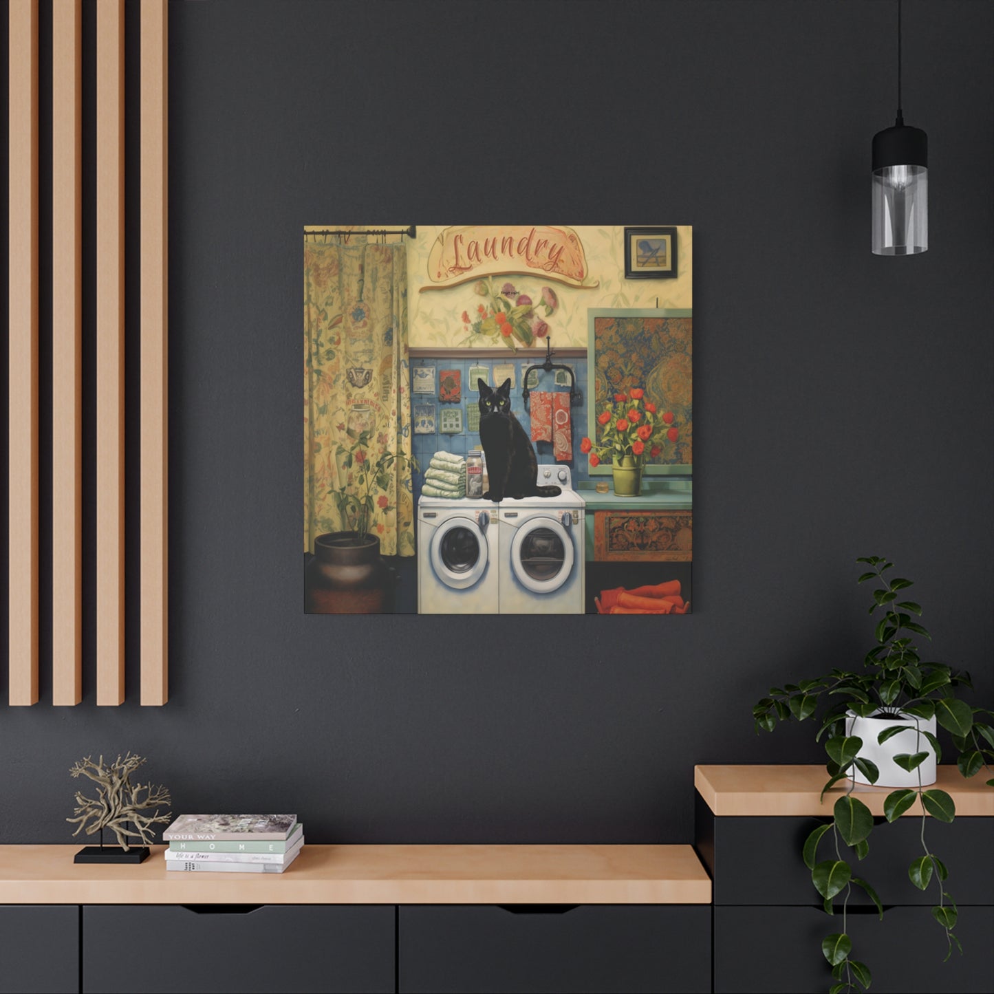 Black Cat Laundry Canvas