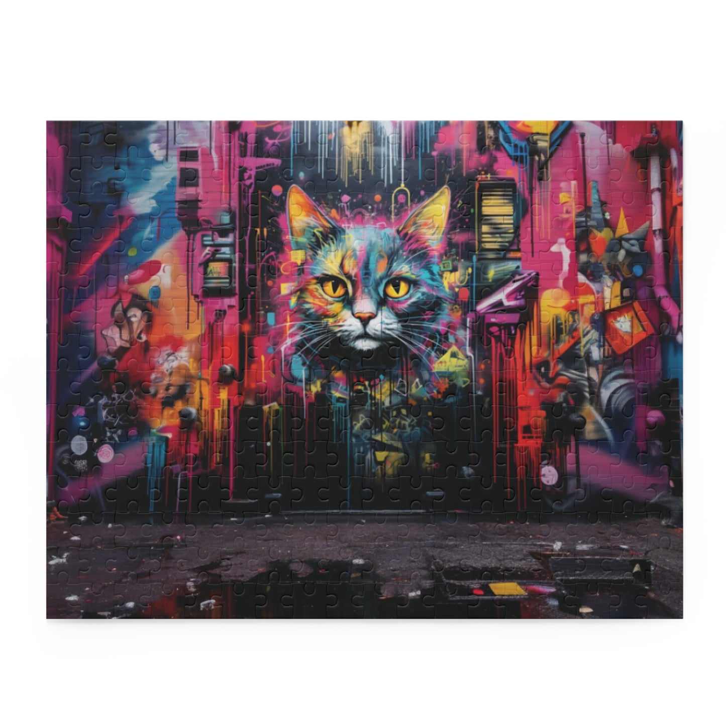 Psychedelic Graffiti Cat  - Puzzle (120, 252, 500-Piece)