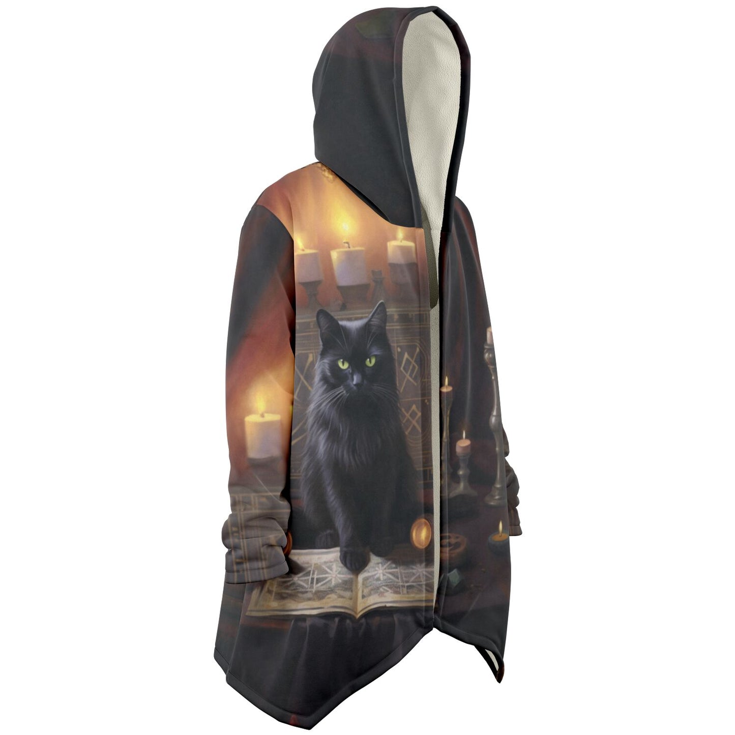 Cat and Golden Flame  - Fleece Lined Cloak