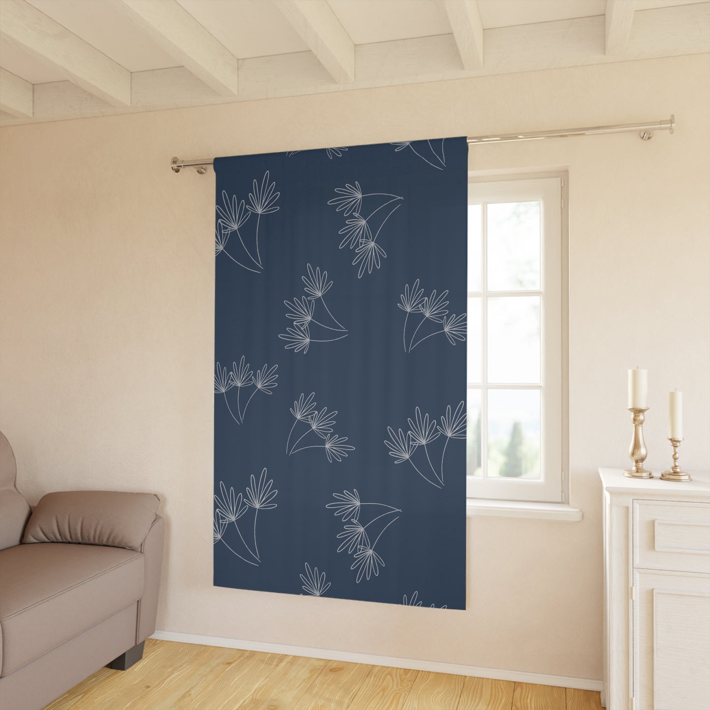 Leafy Whimsy Curtains (1 Piece) – Blue