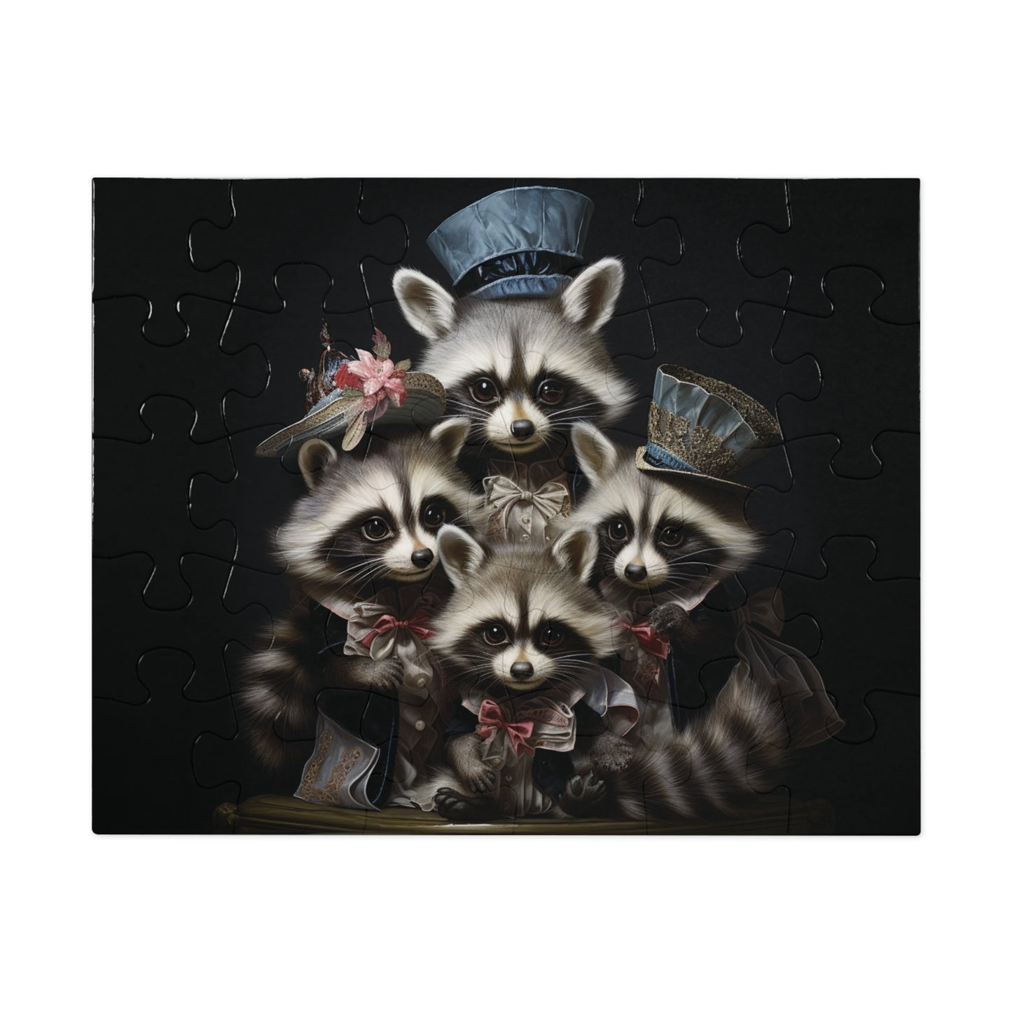 Raccoons in Blue Hats - Children's Jigsaw Puzzle (30 or 110 Piece)