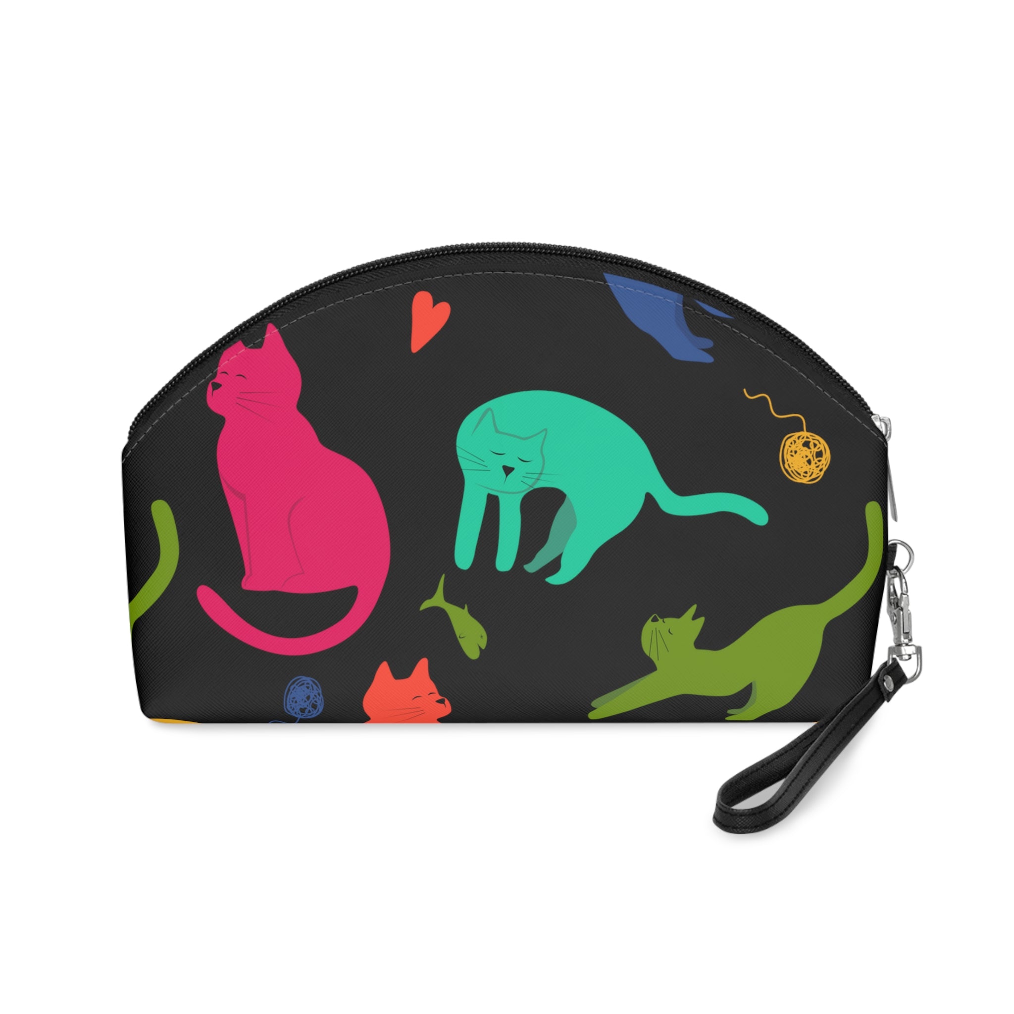 Vibrantly Colored Cats Makeup Bag – Black