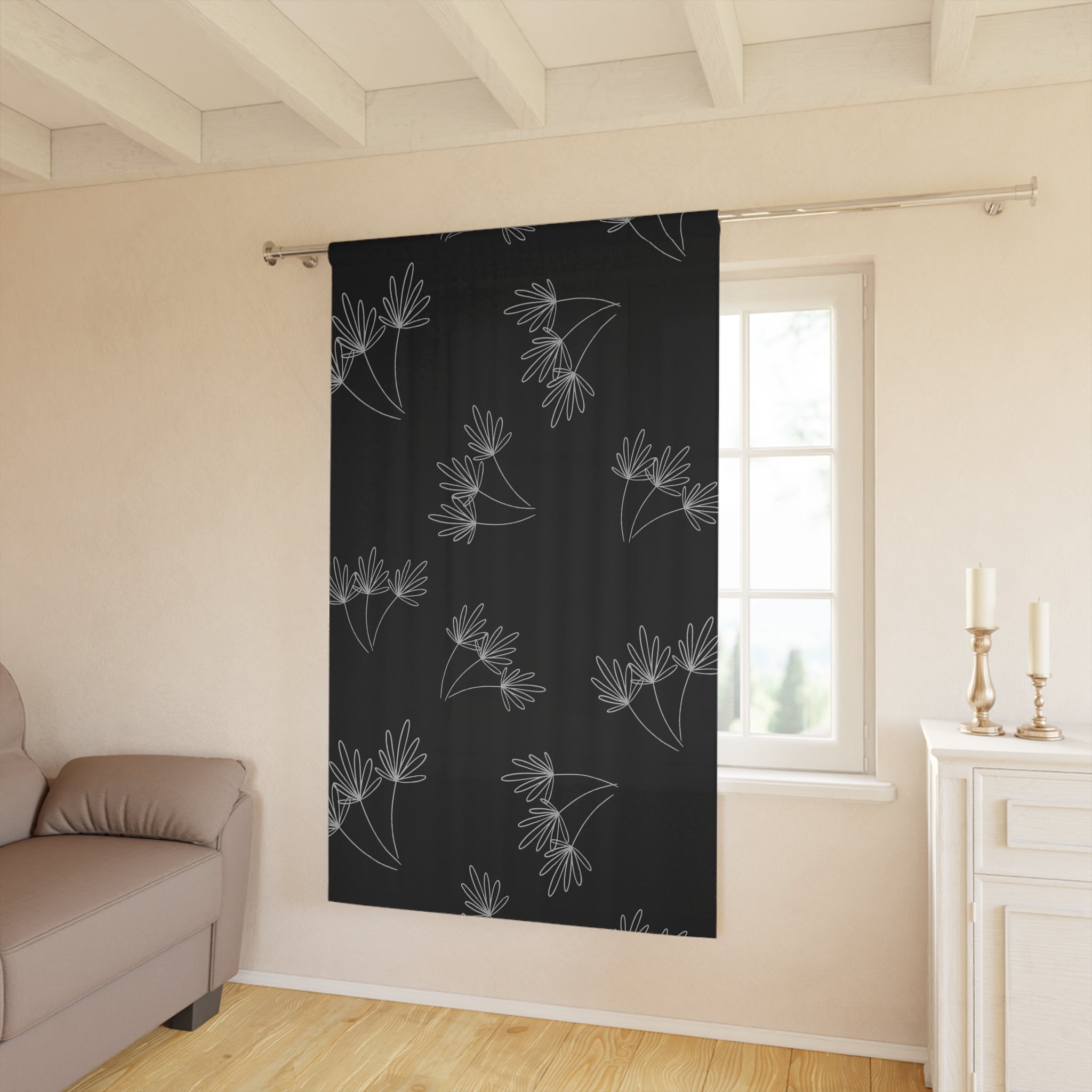 Leafy Whimsy Curtain (1 piece) - Black