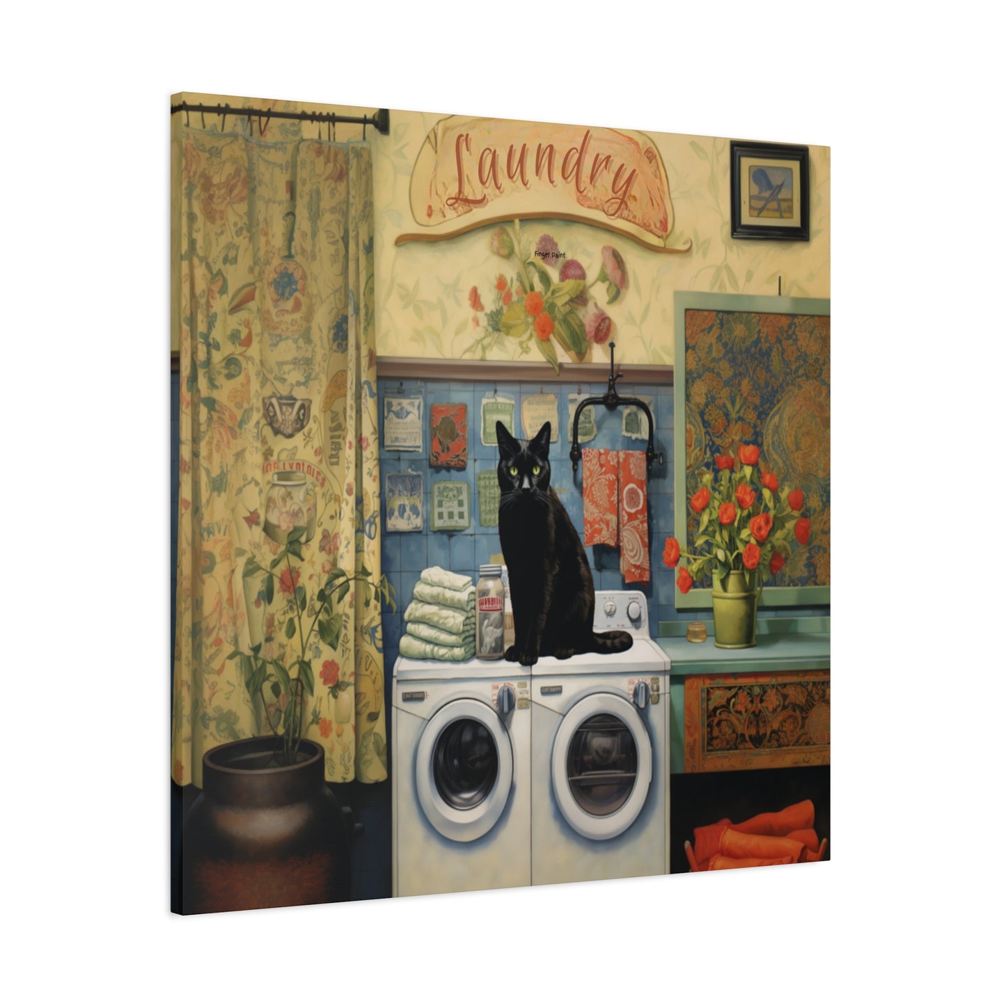 Black Cat Laundry Canvas