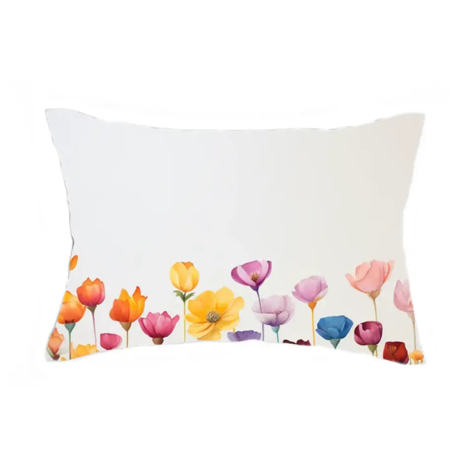 Pastel Flowers (20"x14") - Customizable Lumbar Pillow