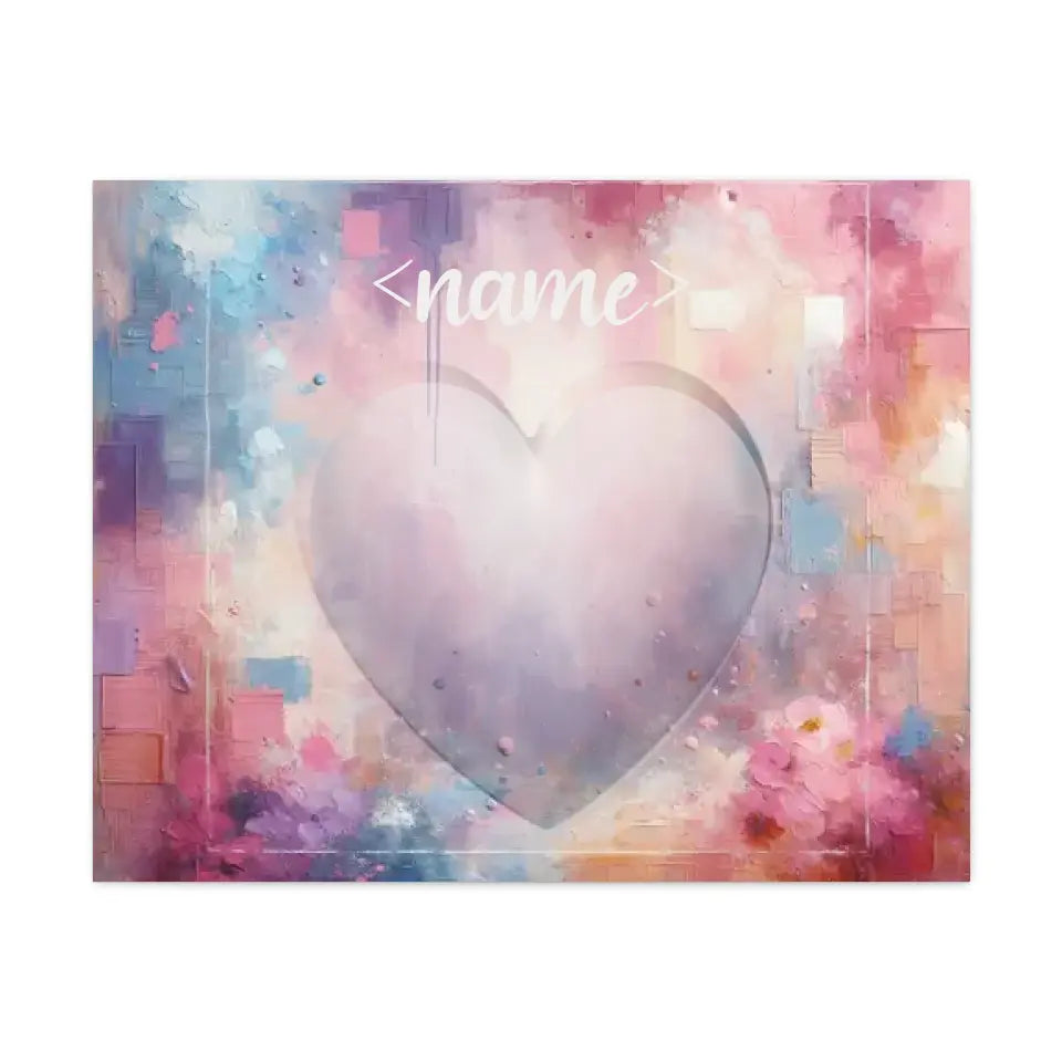 Pastel Blue Pink and Purple Heart - Customizable Canvas