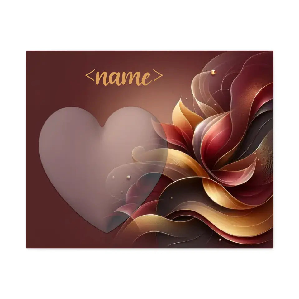 Maroon and Gold Ribbons Heart - Customizable Canvas