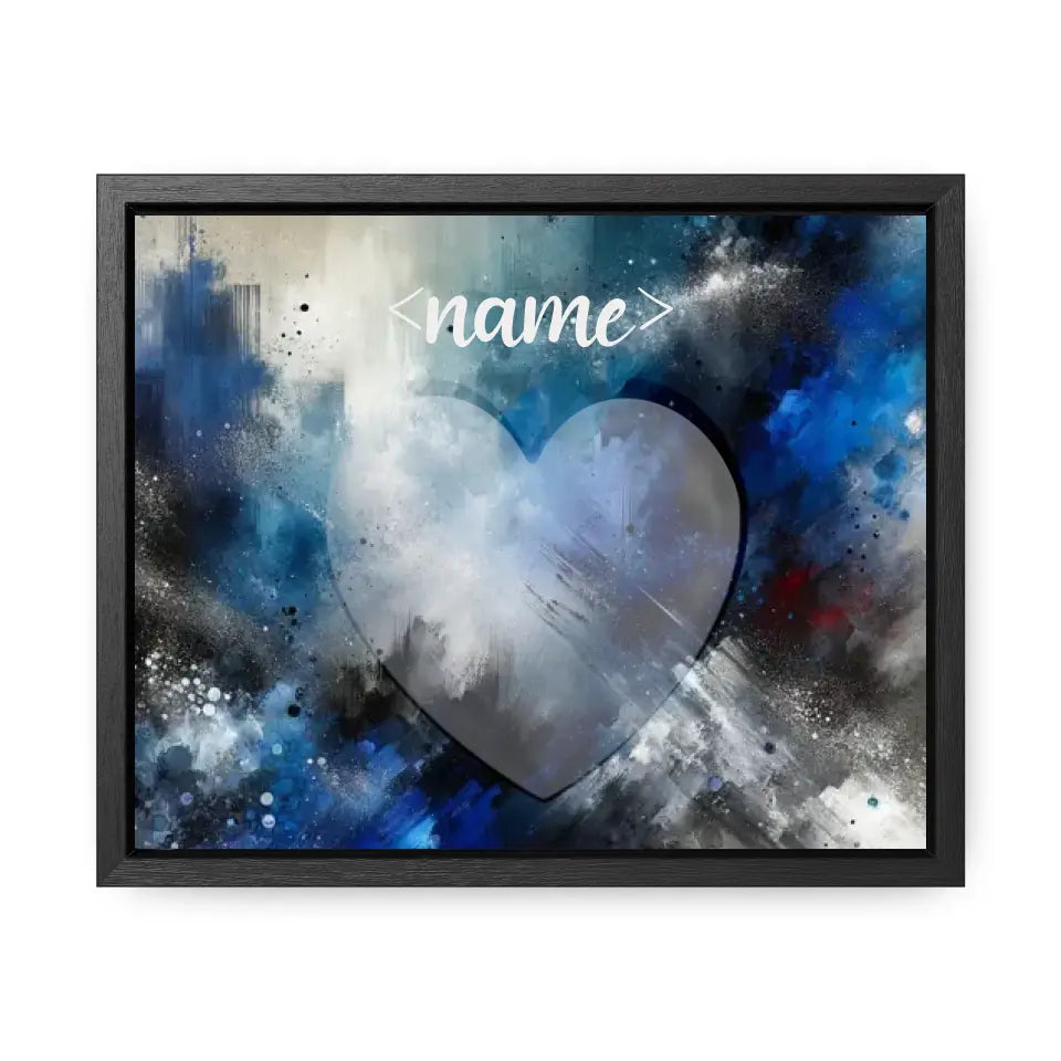 Blues White and Black Heart - Customizable Canvas