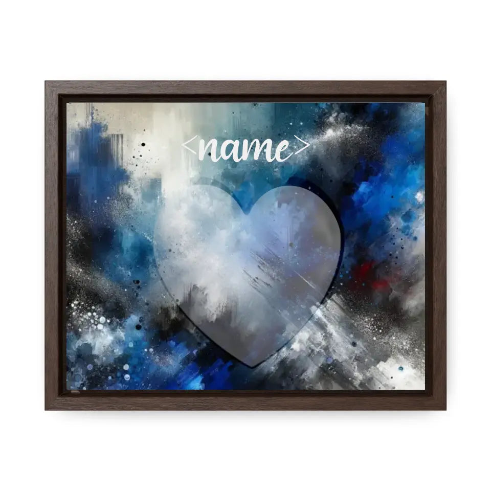 Blues White and Black Heart - Customizable Canvas