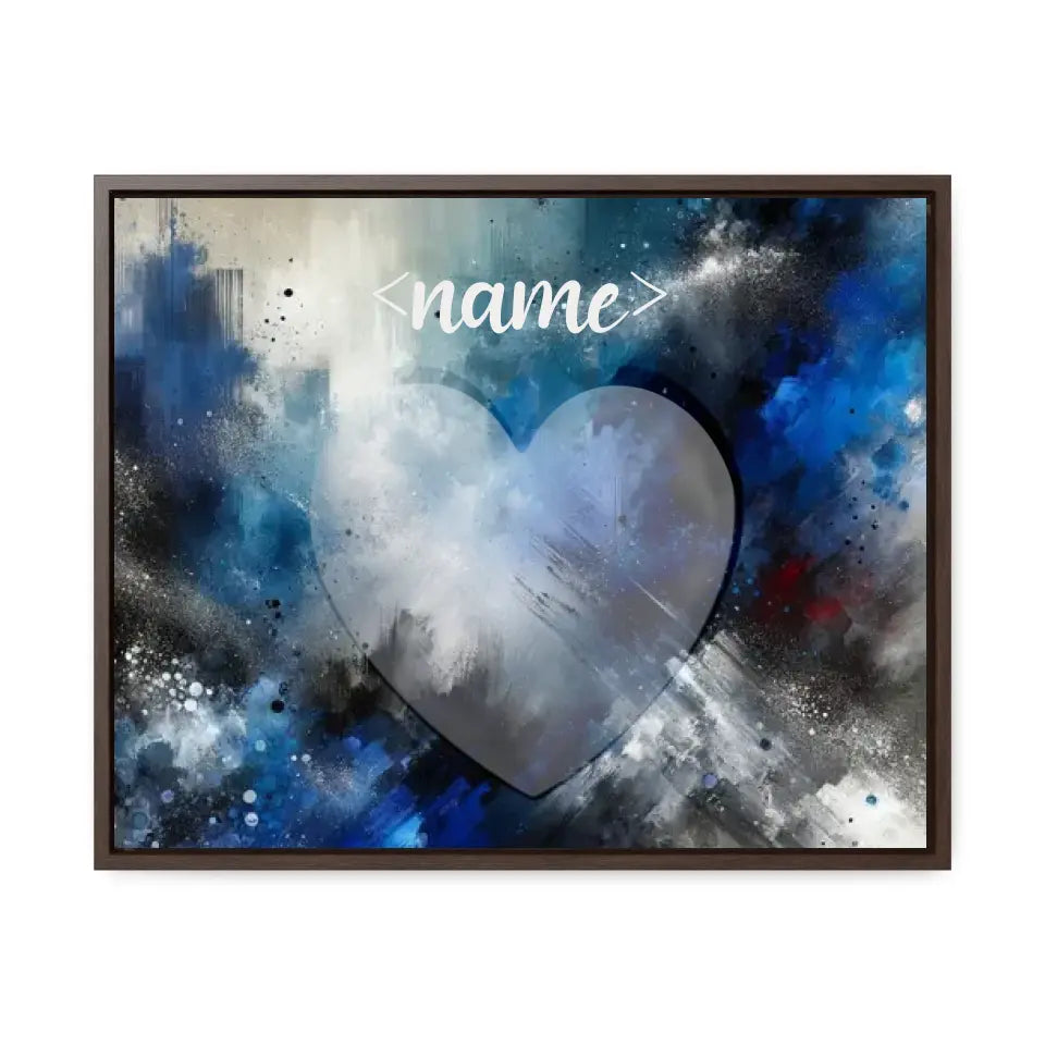 Blues White and Black Heart - Customizable Canvas