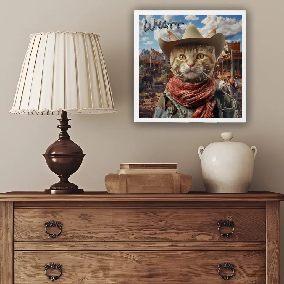 In a Western Town - Customizable Pet Portrait