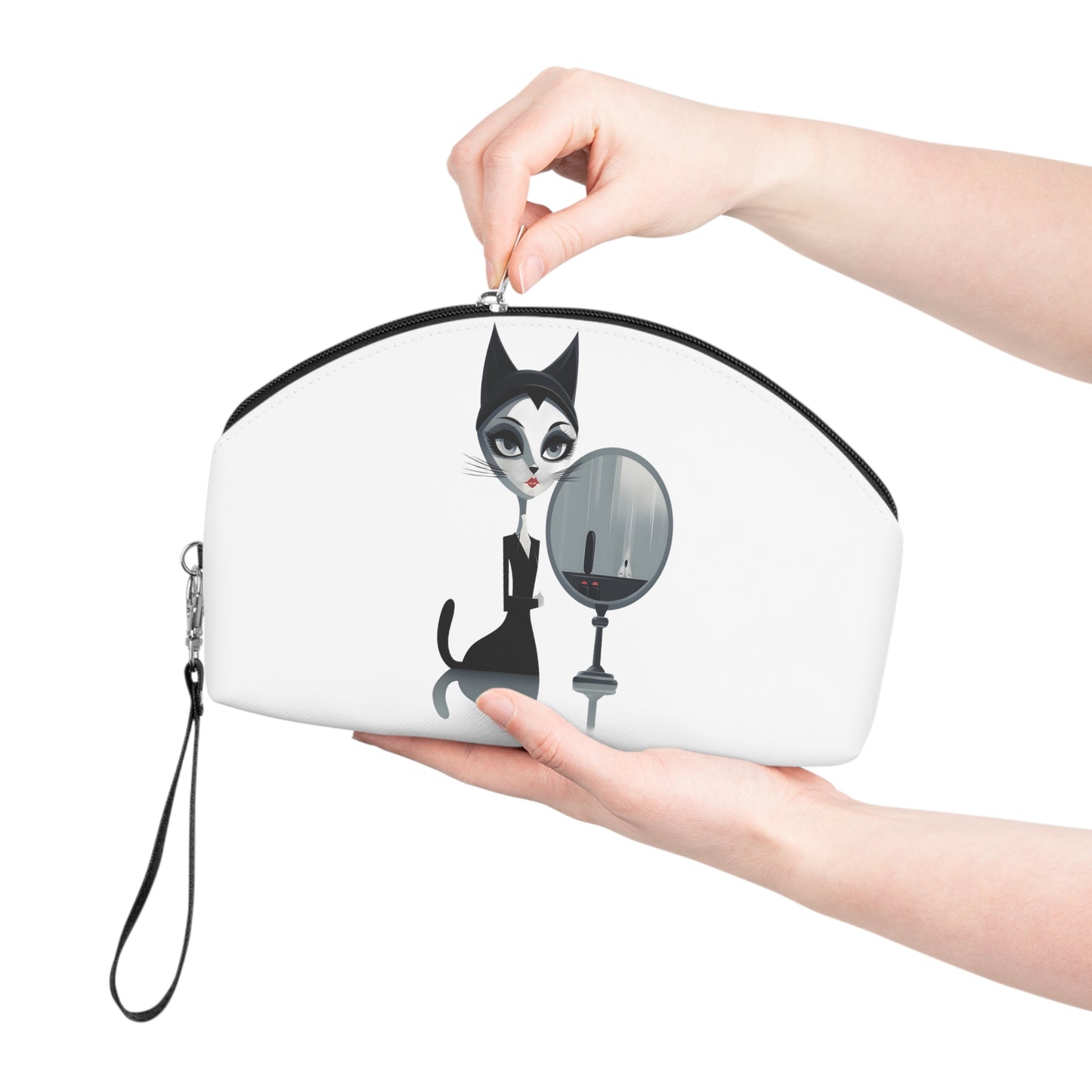 Sophisticated Cat Makeup Bag – Lady and Mirror