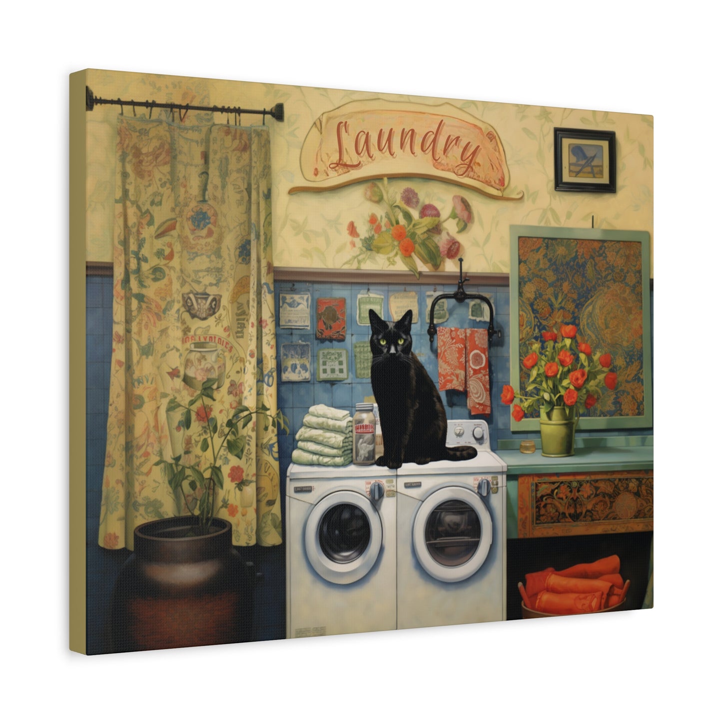 Black Cat Laundry Canvas