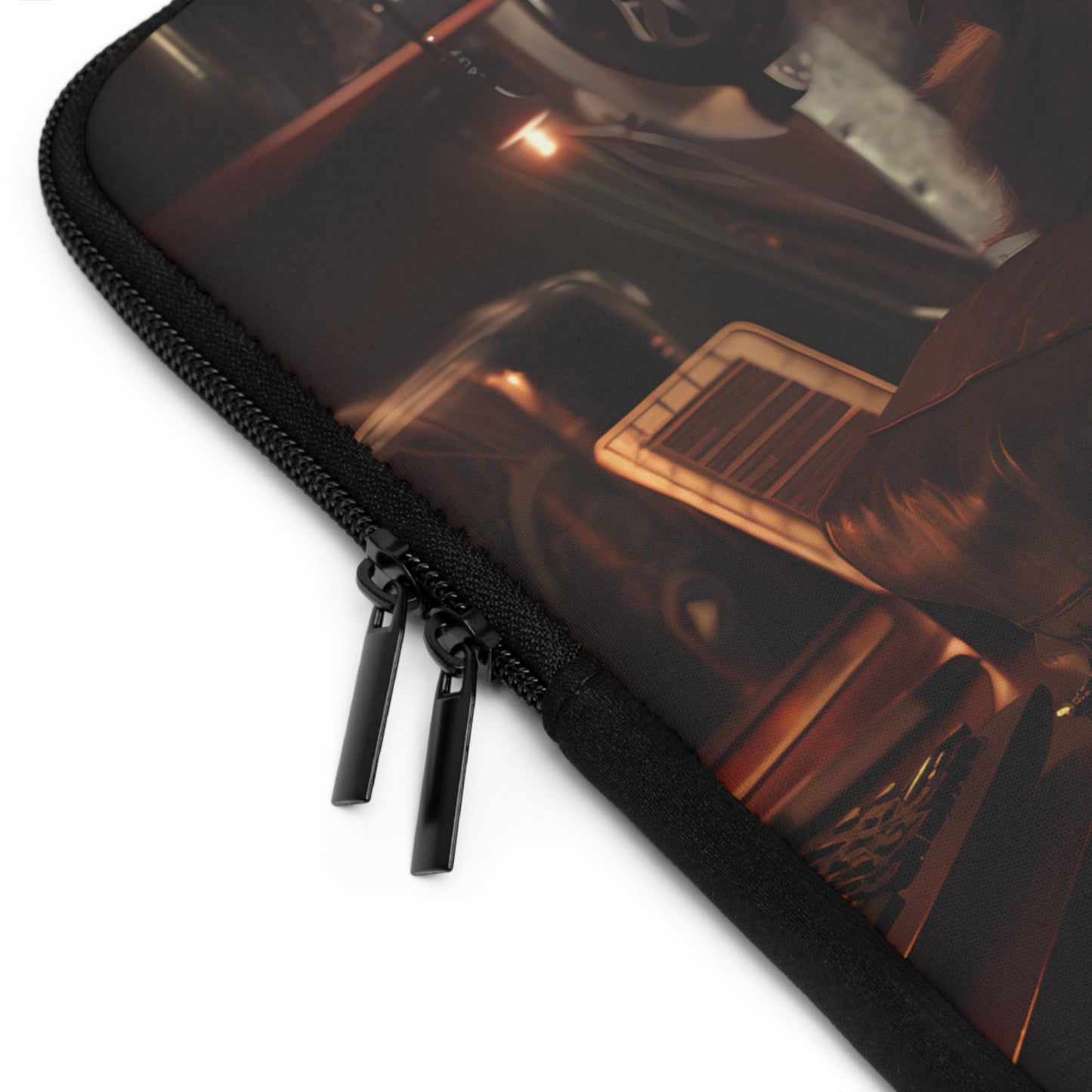 Dieselpunk Cat at a Computer Laptop Sleeve