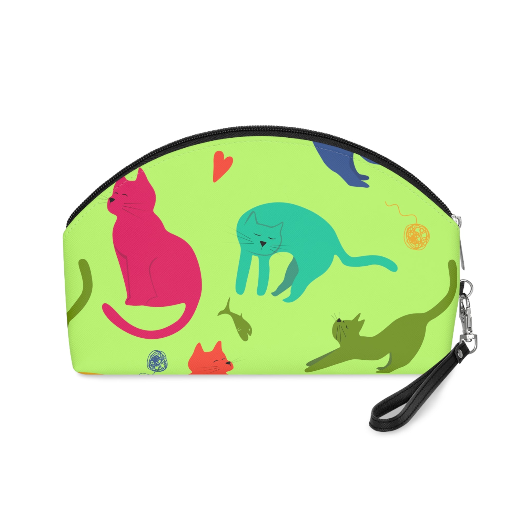 Vibrantly Colored Cats Makeup Bag – Lime