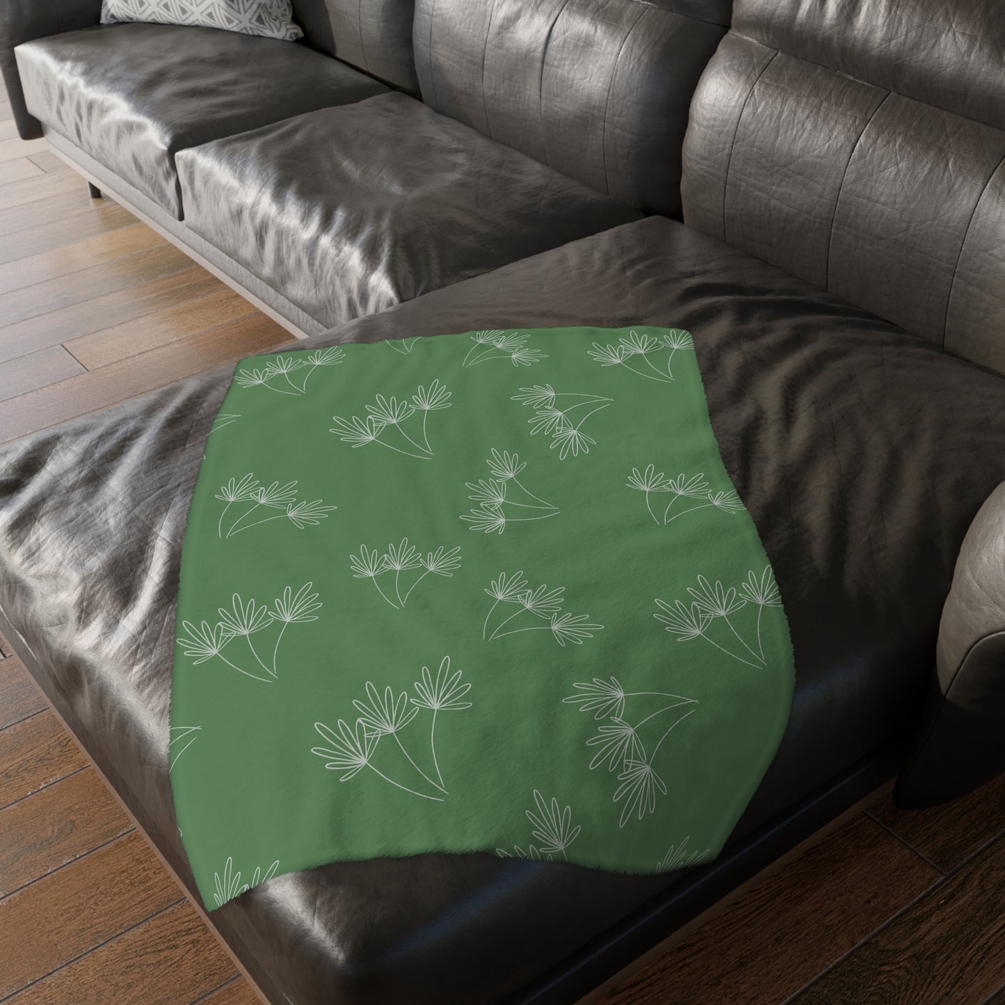 Cats and Flowers/Leafy Whimsy Blanket - Green