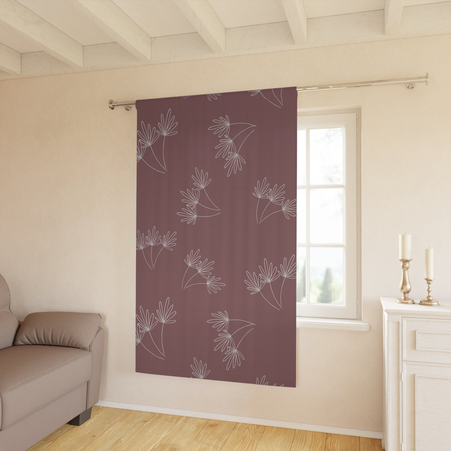 Leafy Whimsy Curtains (1 Piece) – Mauve