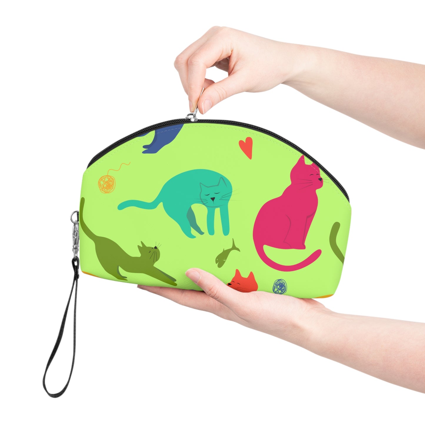 Vibrantly Colored Cats Makeup Bag – Lime