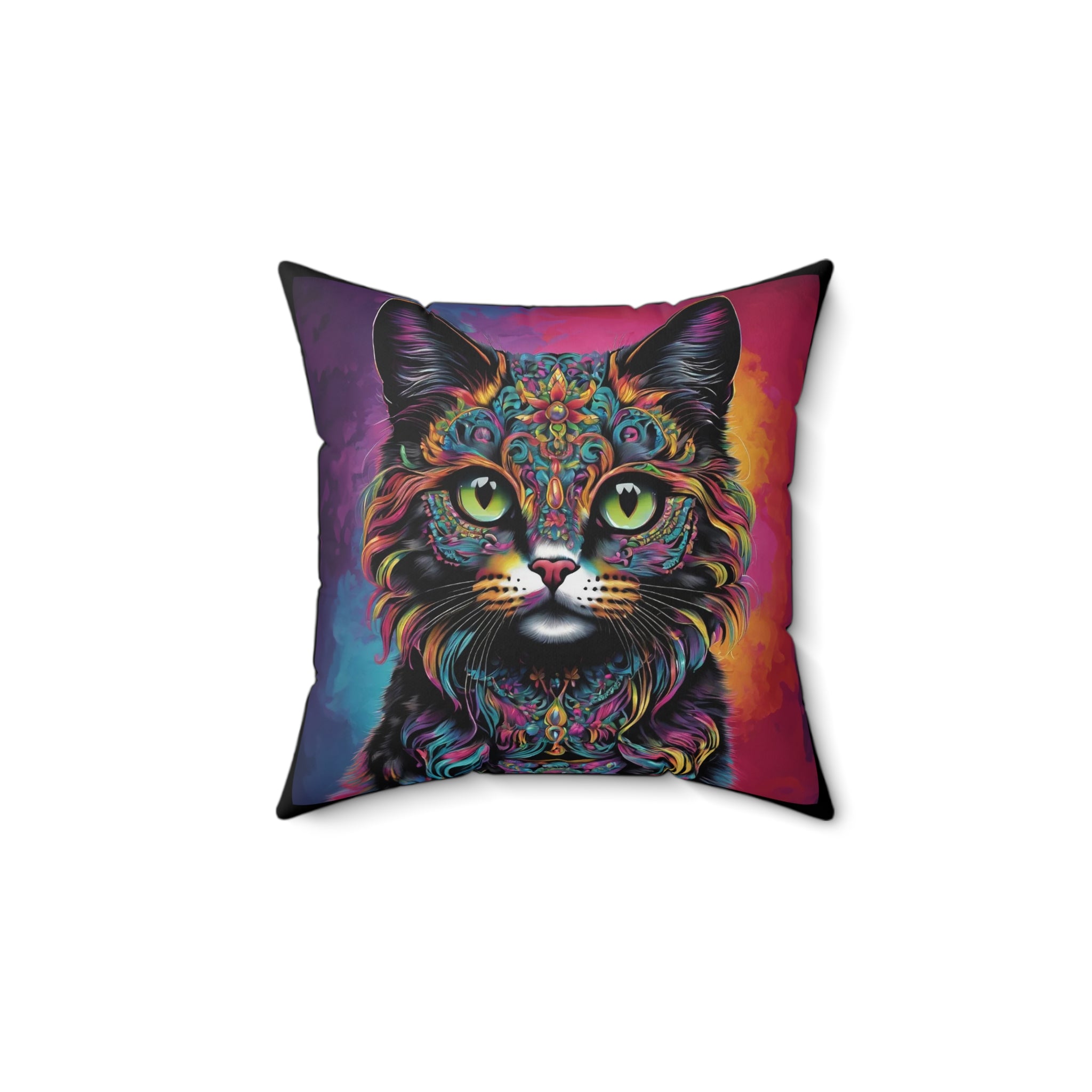 Psychedelic Cat  - Throw Pillow