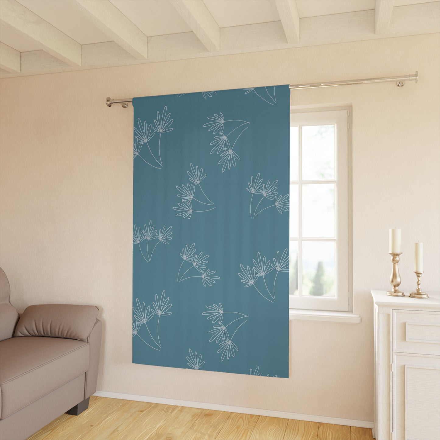 Leafy Whimsy Curtains  (1 piece) – Light Blue