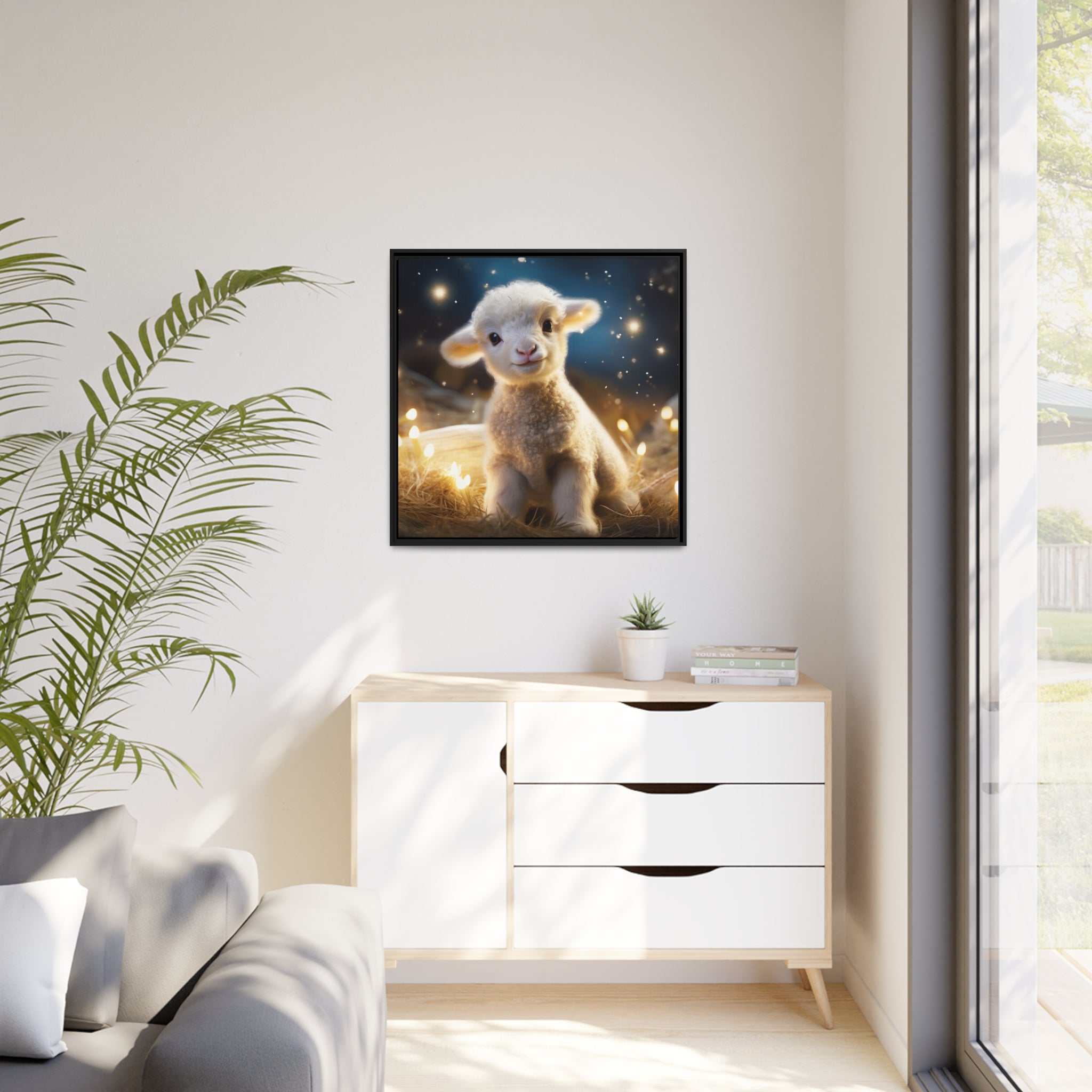 Baby Lamb Framed Wall Canvas