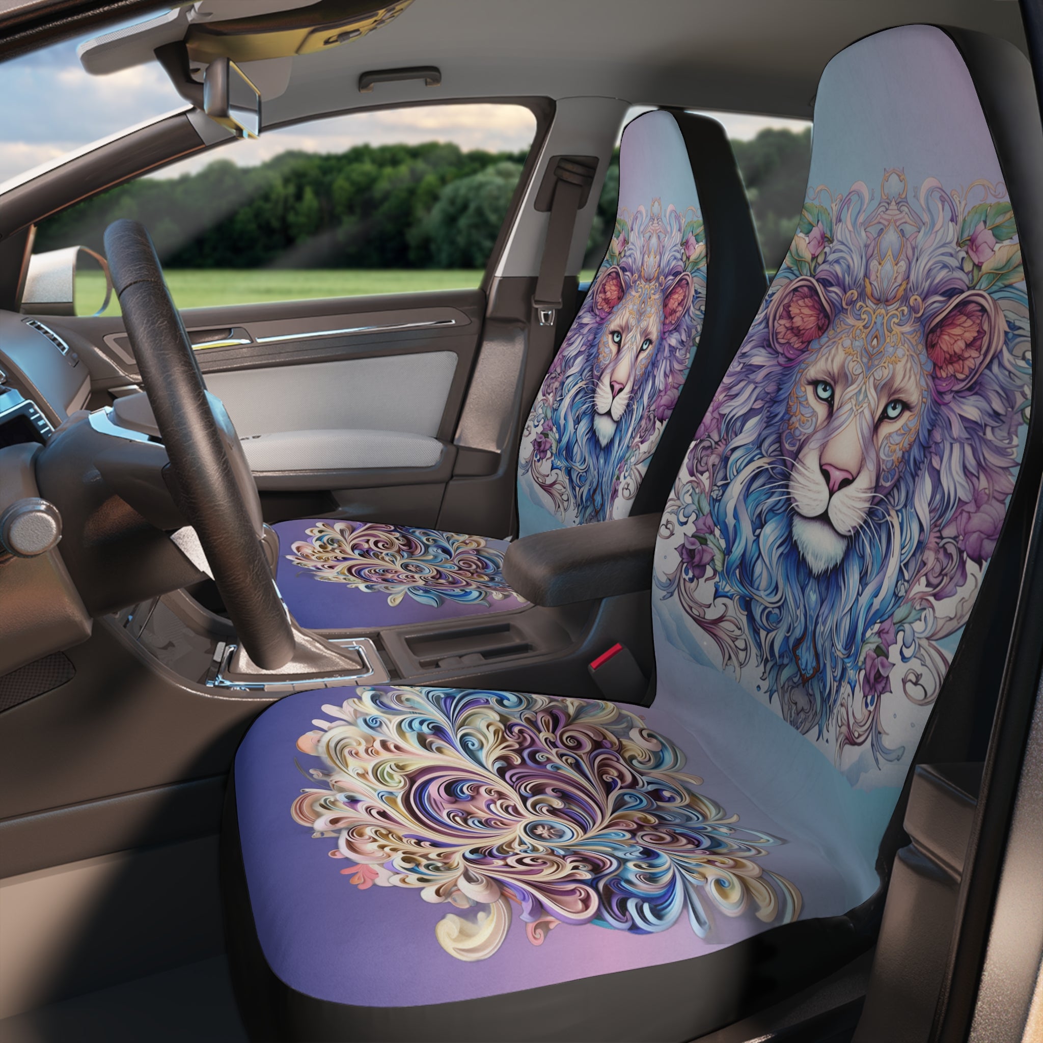 Pastel Lion Head Car Seat Covers