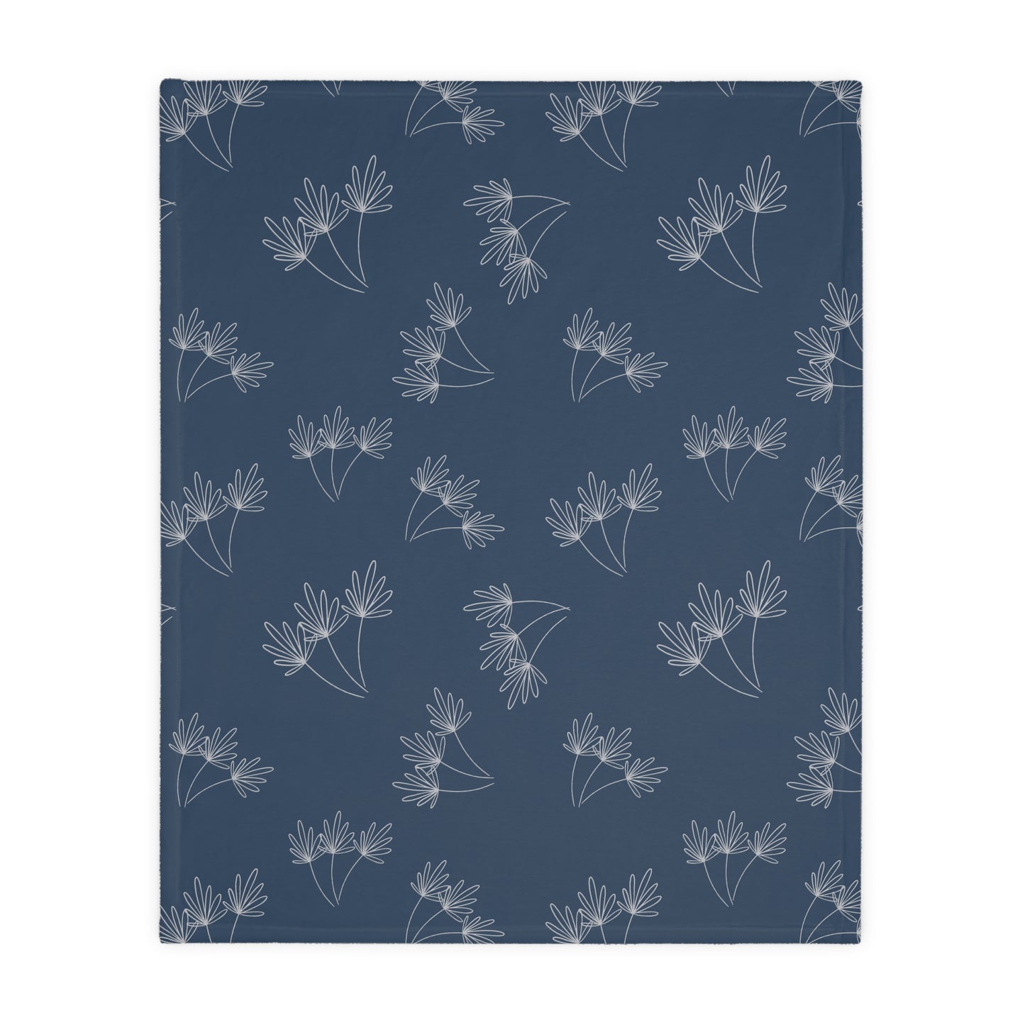 Cats and Flowers/Leafy Whimsy Blanket - Blue