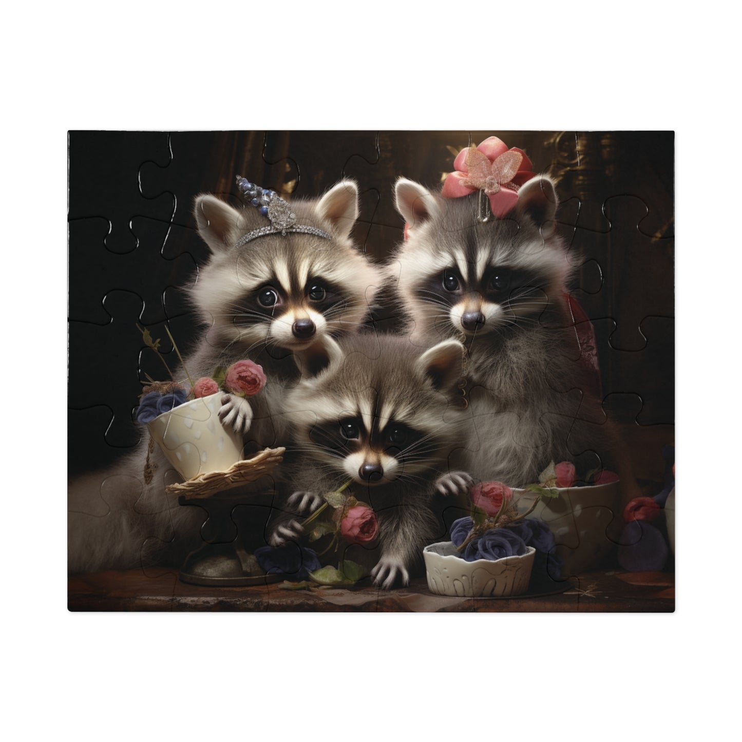 Three Raccoons at Tea - Children's Jigsaw Puzzle (30 or 110 Piece)