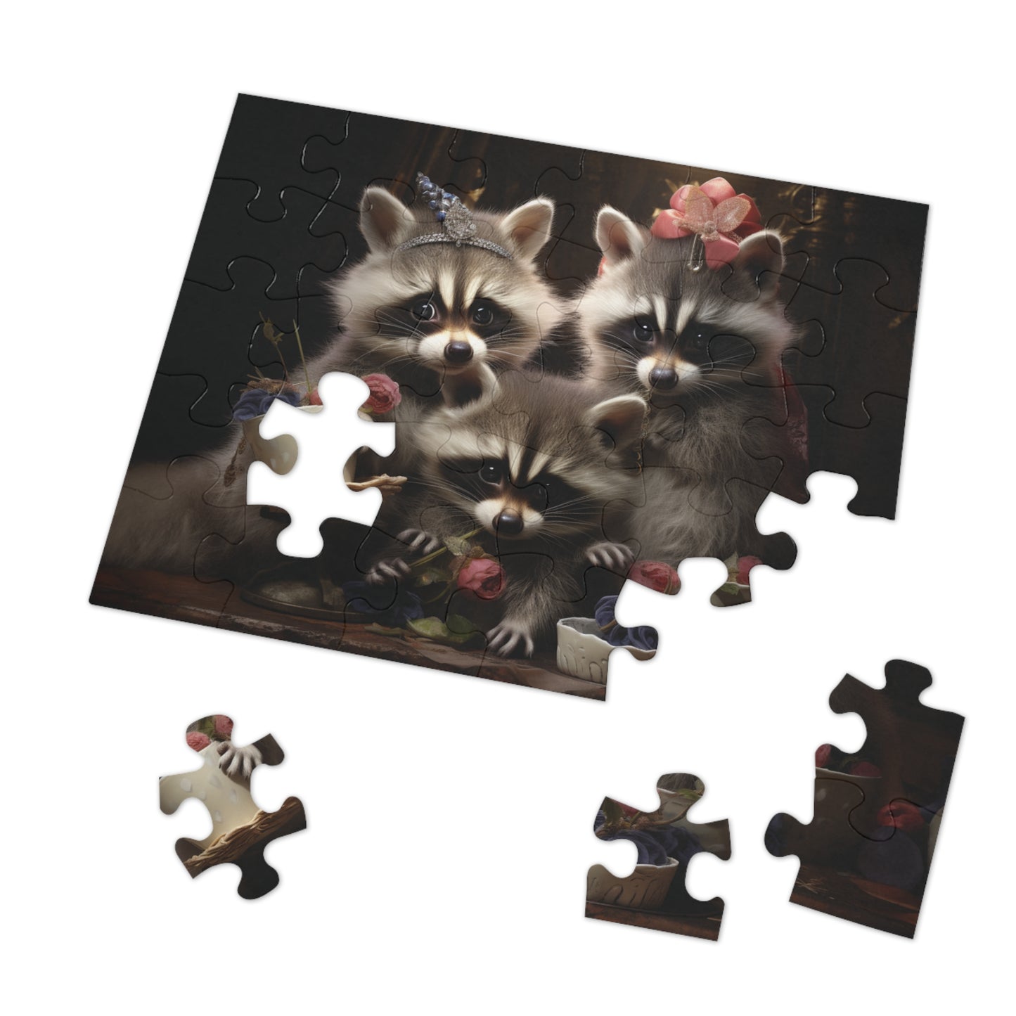 Three Raccoons at Tea - Children's Jigsaw Puzzle (30 or 110 Piece)