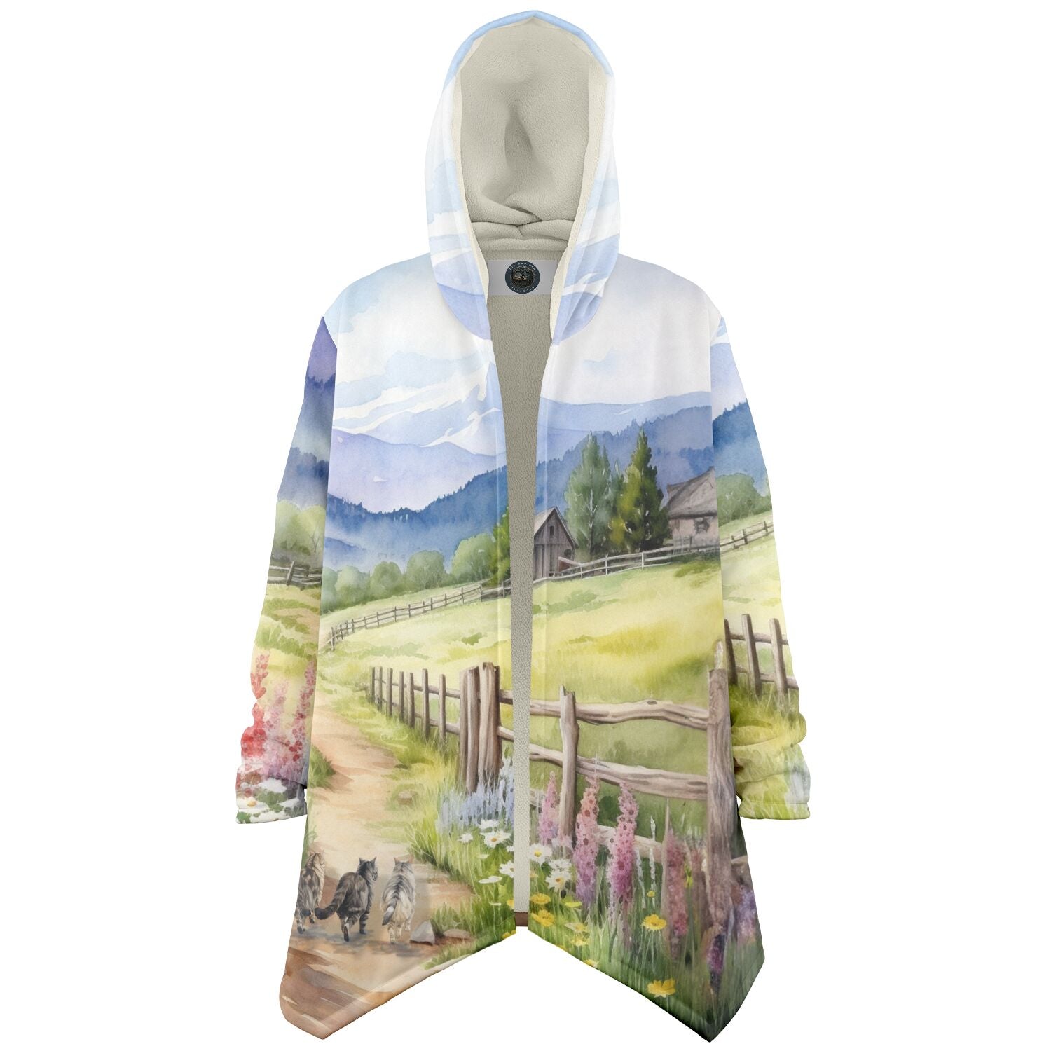 Three Cats on Country Lane - Fleece Lined Cloak