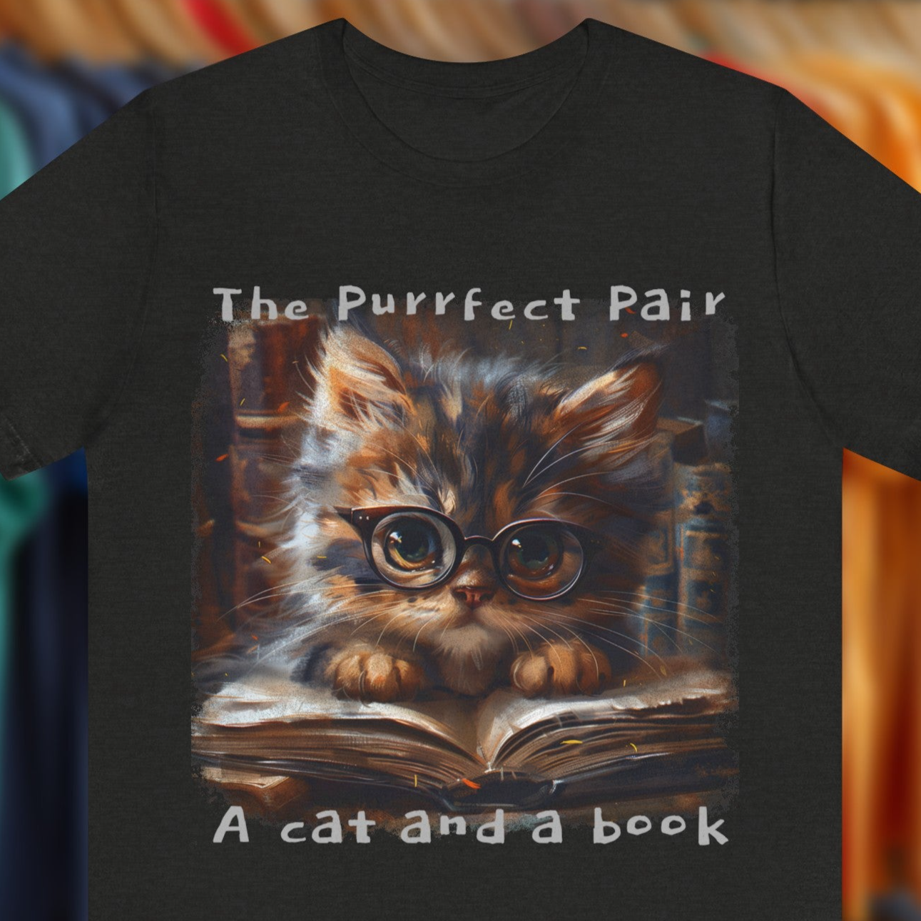 The Purrfect Pair,  A Cat and Book - T-Shirt