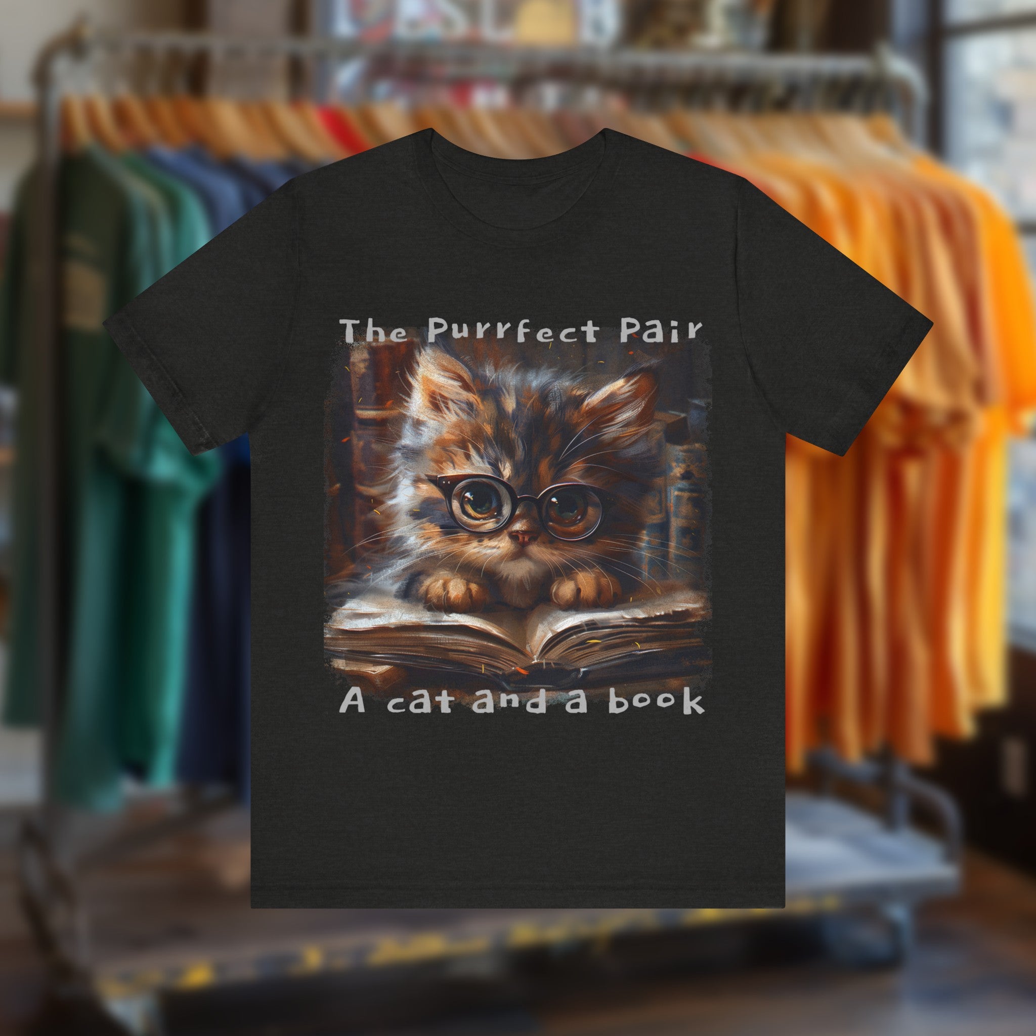 The Purrfect Pair,  A Cat and Book - T-Shirt